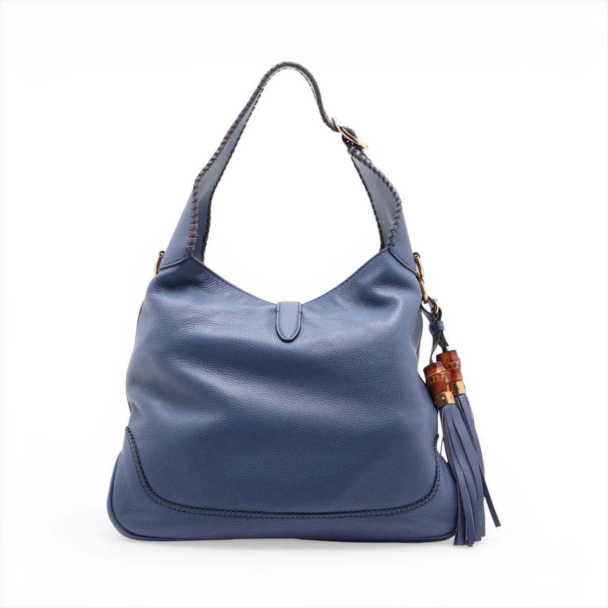New Jackie Leather 2-Way Shoulder Bag, Blue, 298005, with initials. — view 2