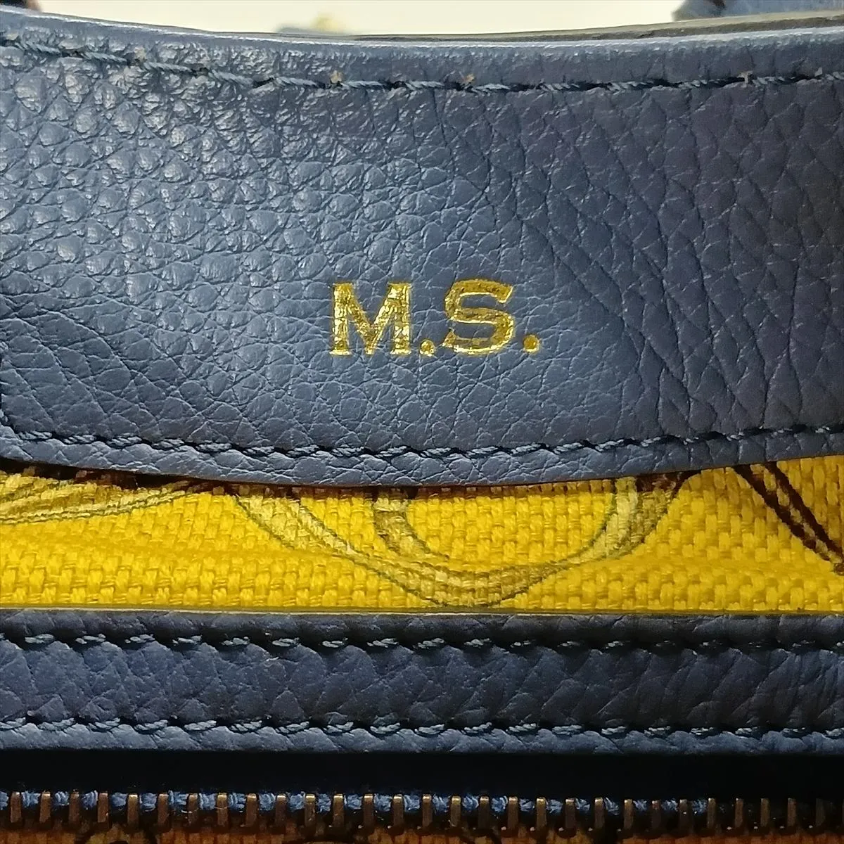 New Jackie Leather 2-Way Shoulder Bag, Blue, 298005, with initials. — view 14