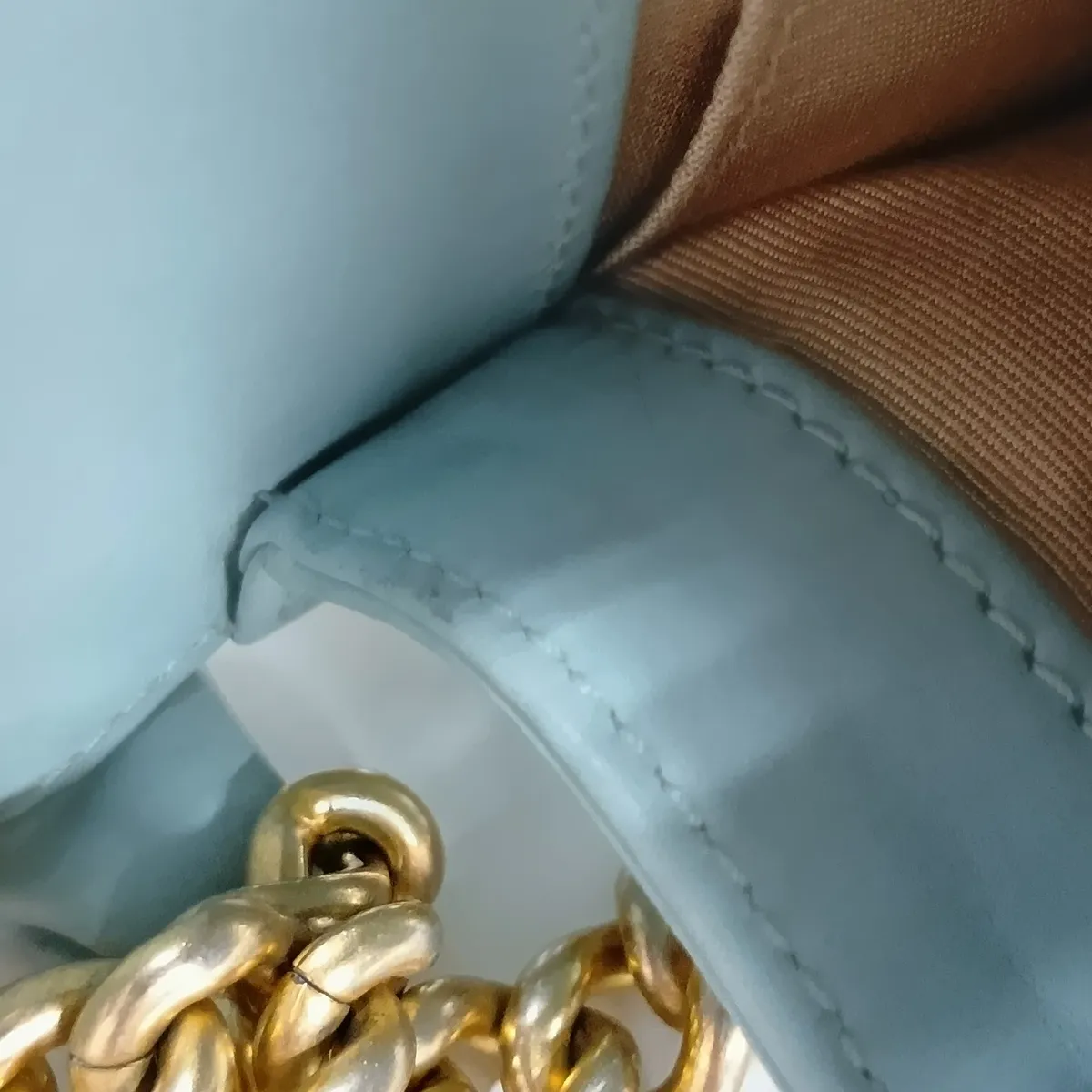 Boy Chanel Lambskin Chain Shoulder Bag, Blue with Gold Hardware, 17381331, Serial Number 17 — view 12