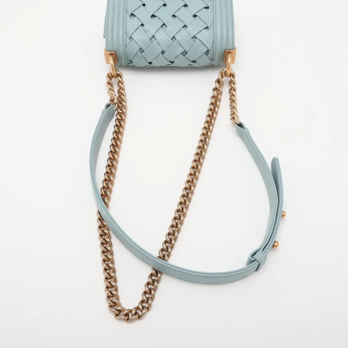 Boy Chanel Lambskin Chain Shoulder Bag, Blue with Gold Hardware, 17381331, Serial Number 17 — view 5