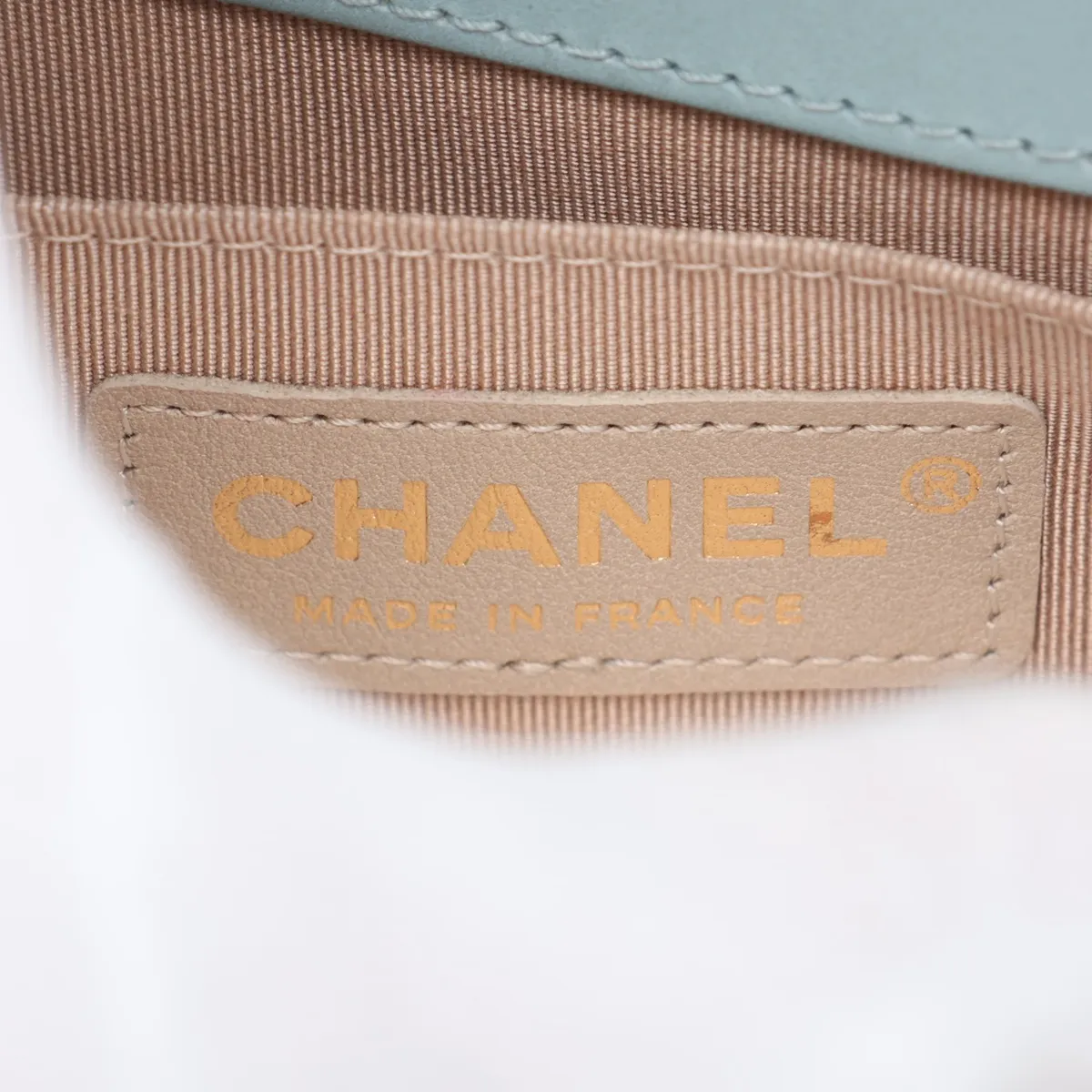 Boy Chanel Lambskin Chain Shoulder Bag, Blue with Gold Hardware, 17381331, Serial Number 17 — view 9