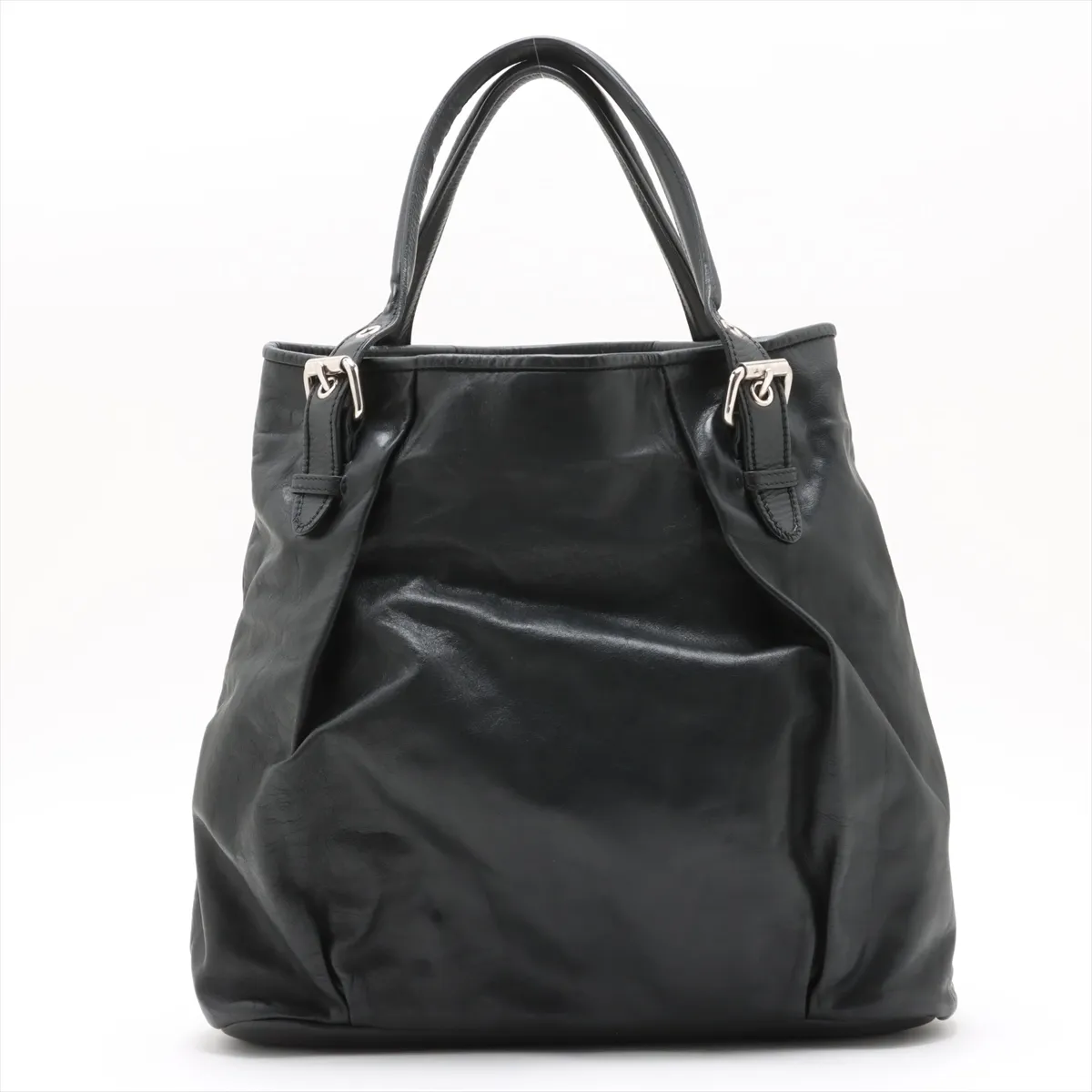 leather tote bag black — view 2
