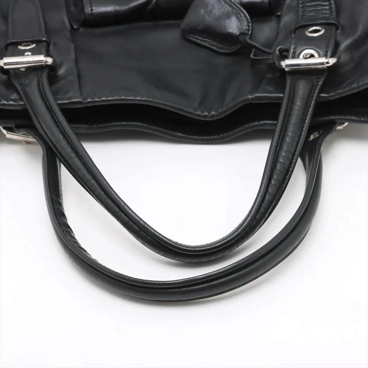 leather tote bag black — view 5