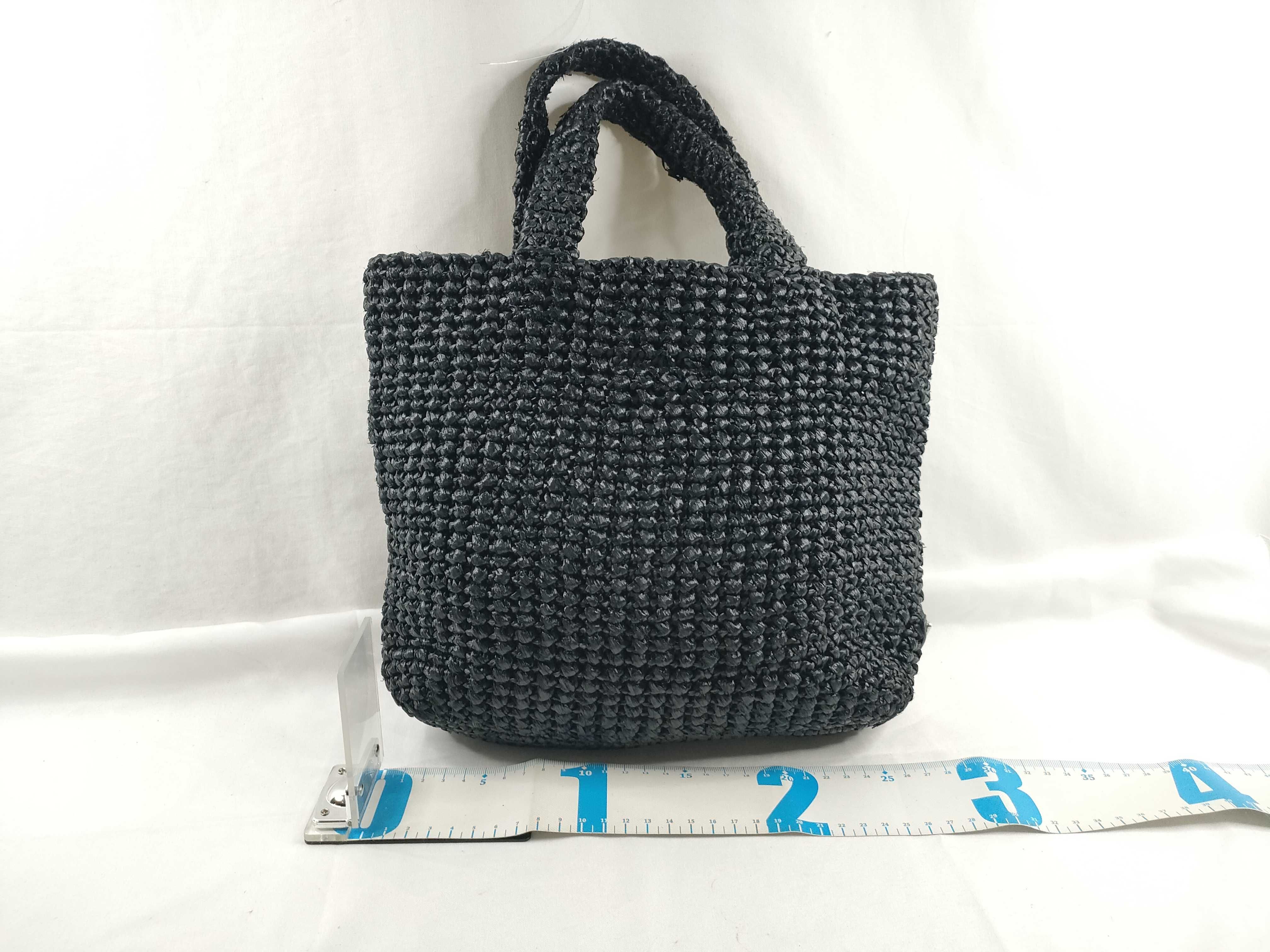 handbag, raffia, 1BG422, black handbag — view 2