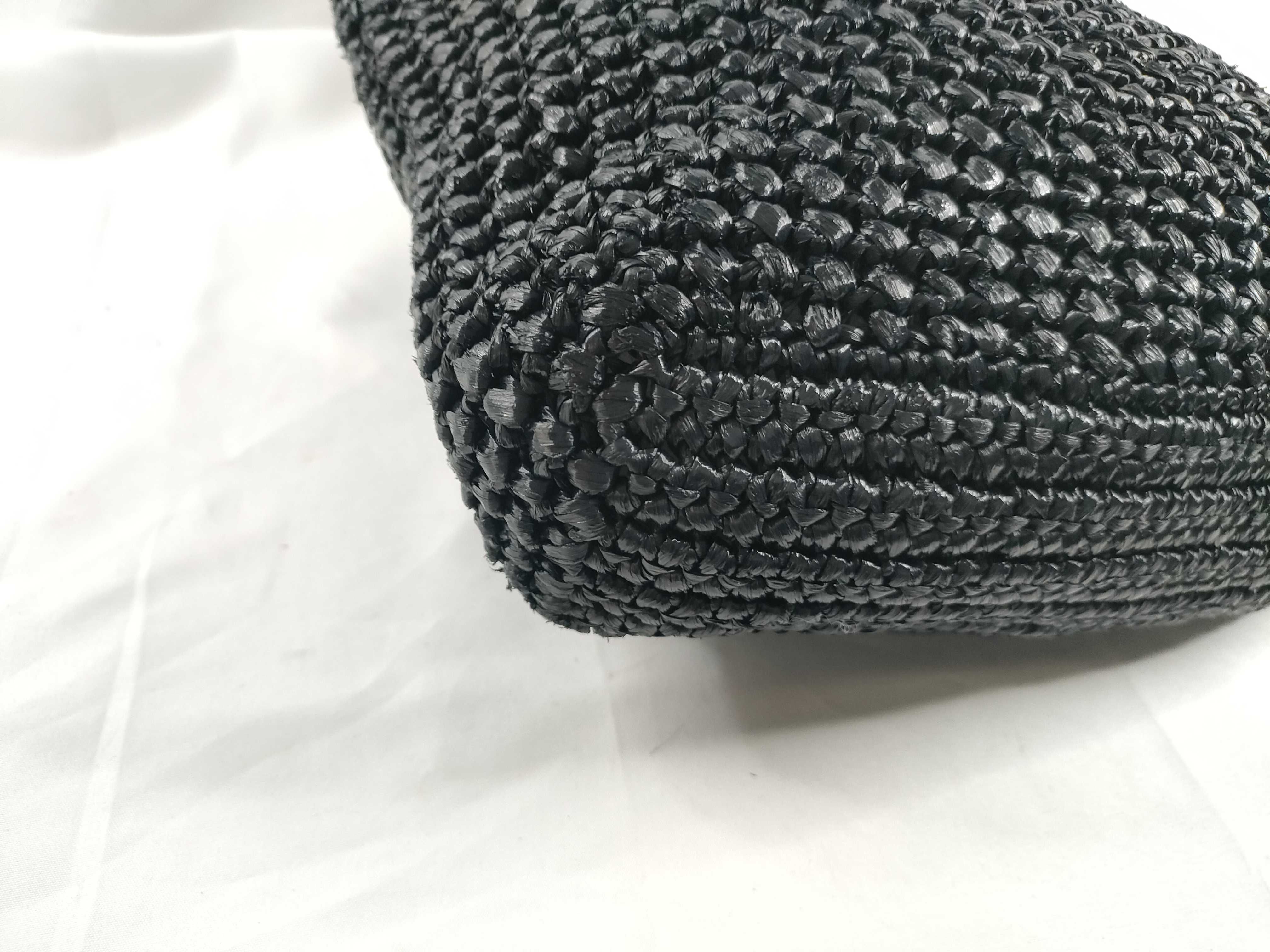 handbag, raffia, 1BG422, black handbag — view 3
