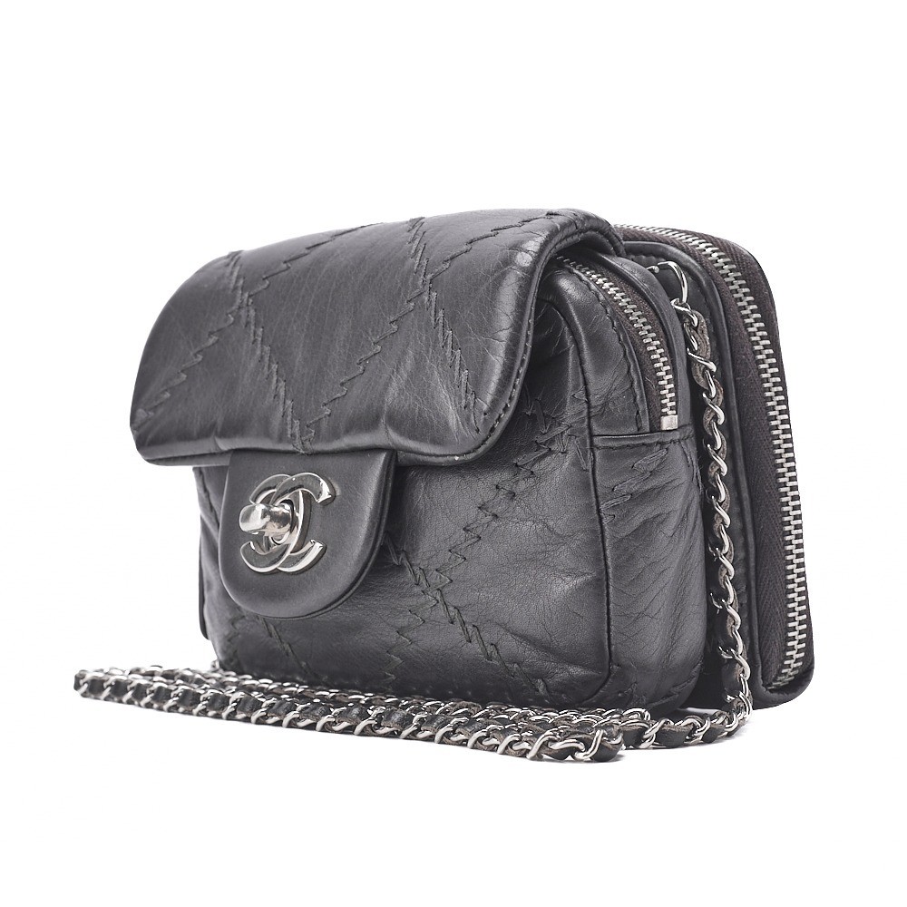 Lambskin Ultra Stitch Mini Matelassé 15 Chain Shoulder Bag, Black — view 4