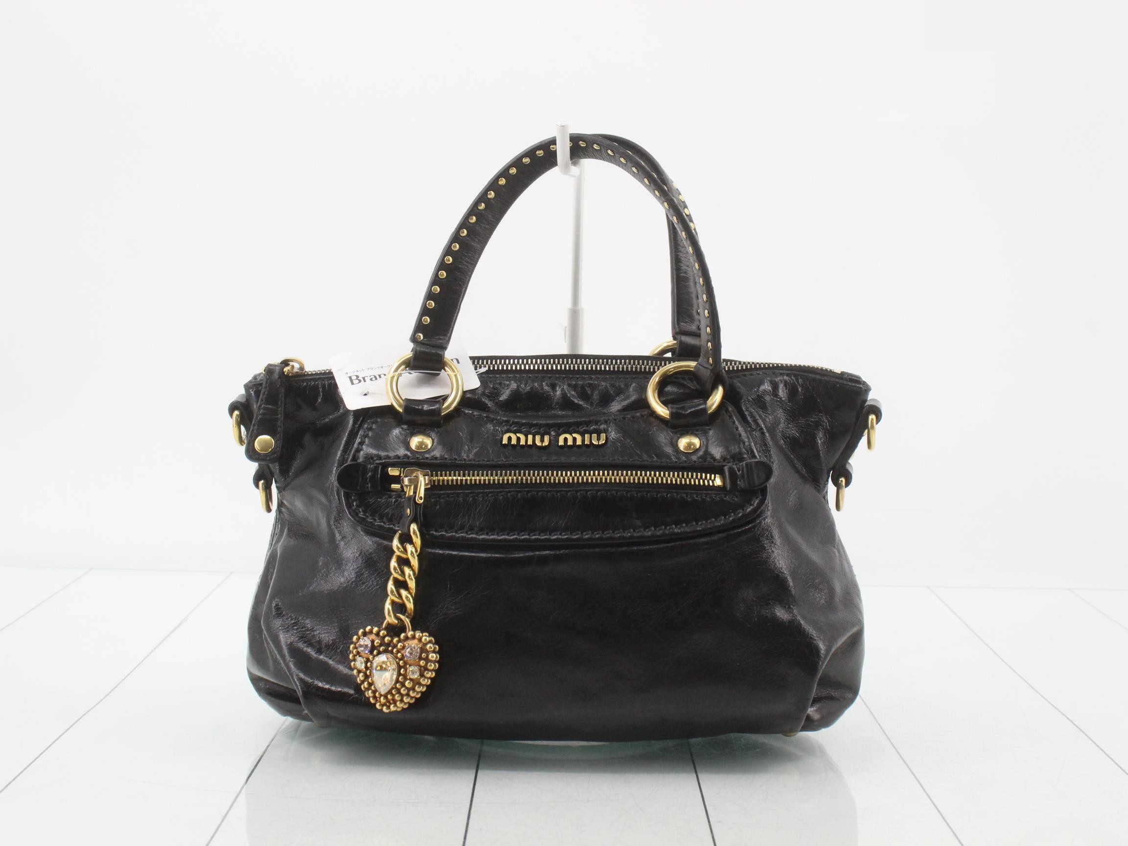 Leather logo handbag, black