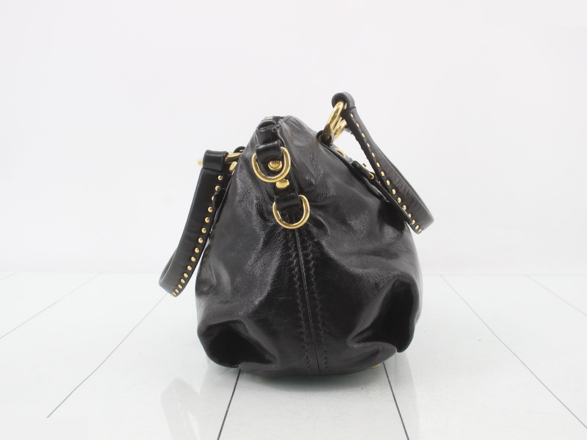 Leather logo handbag, black — view 3