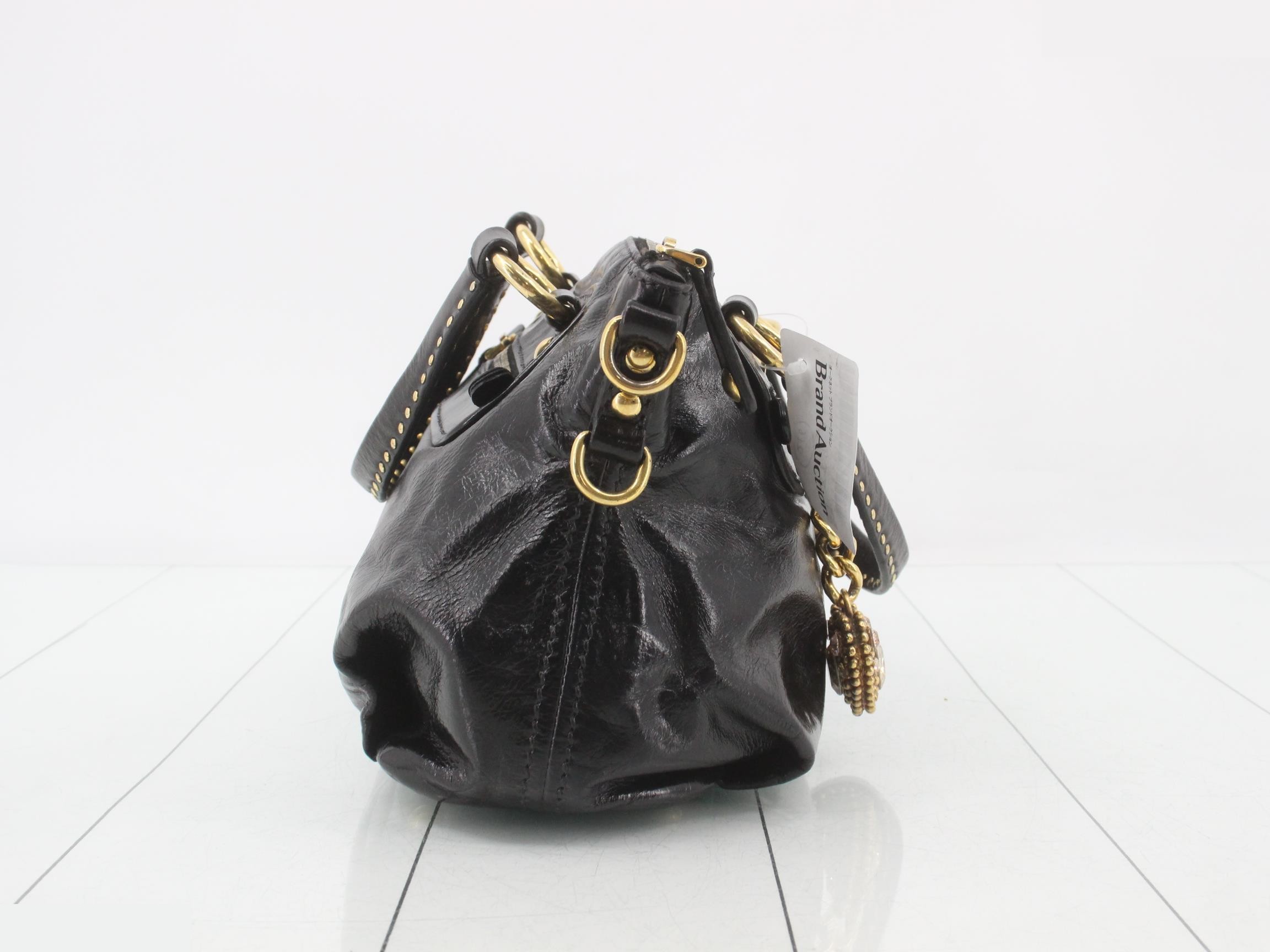 Leather logo handbag, black — view 4