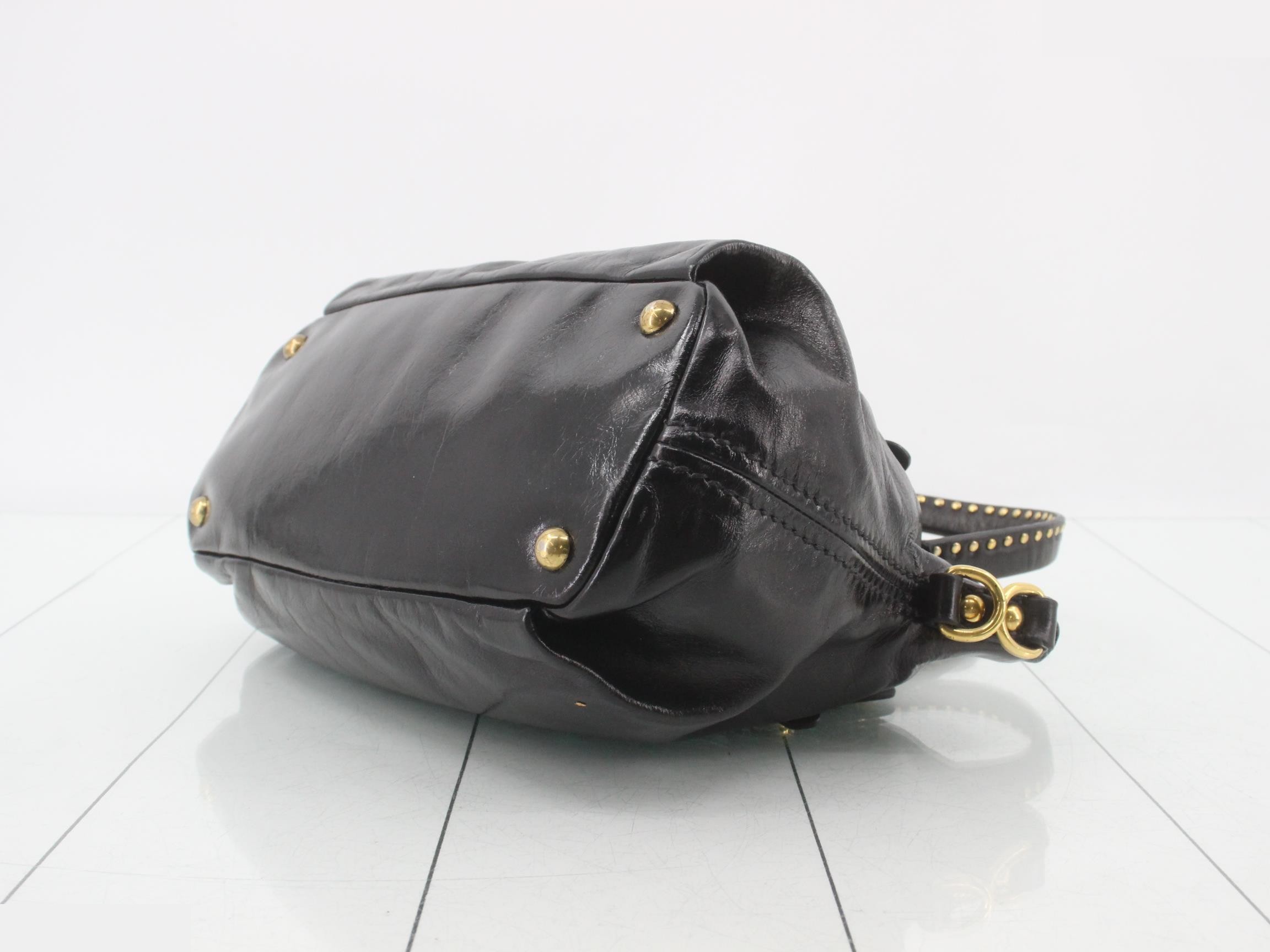 Leather logo handbag, black — view 6