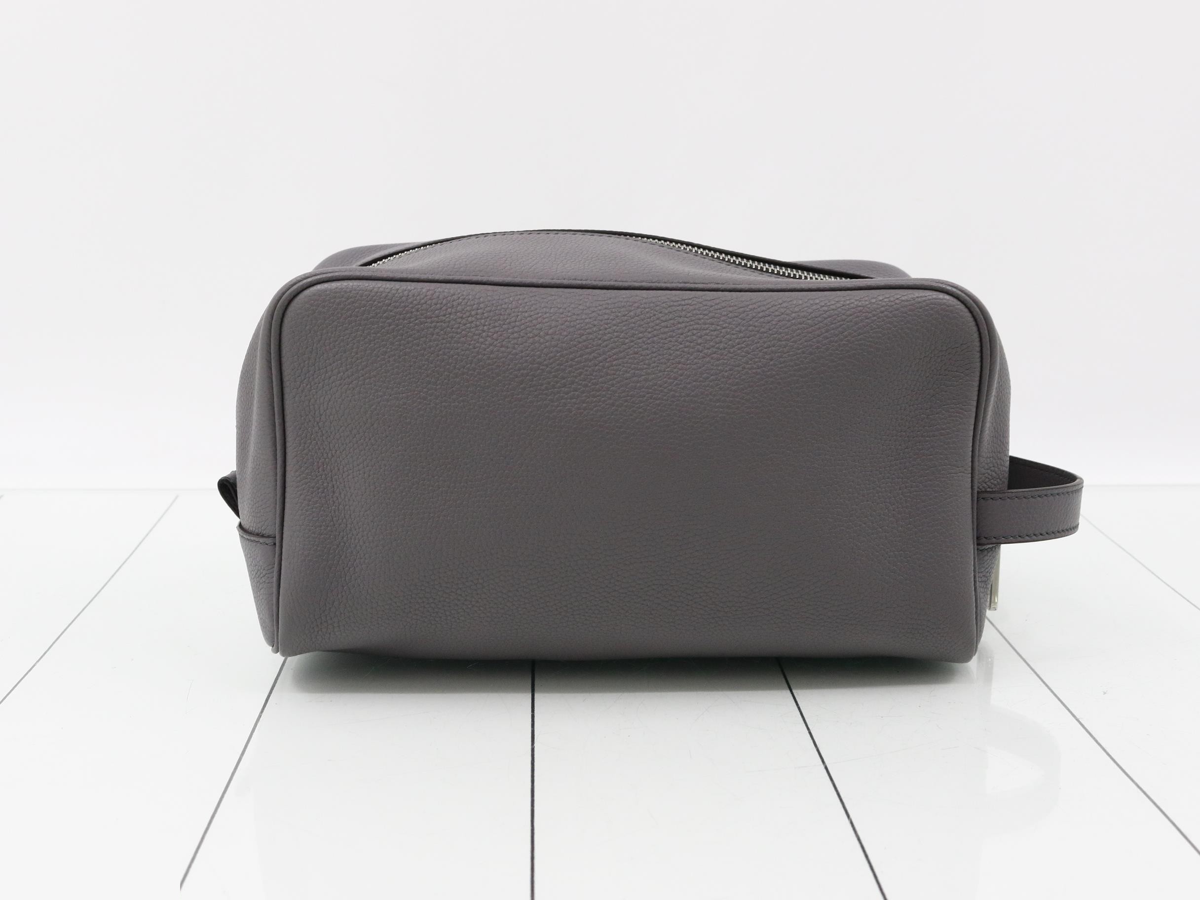 Leather clutch bag, gray — view 2