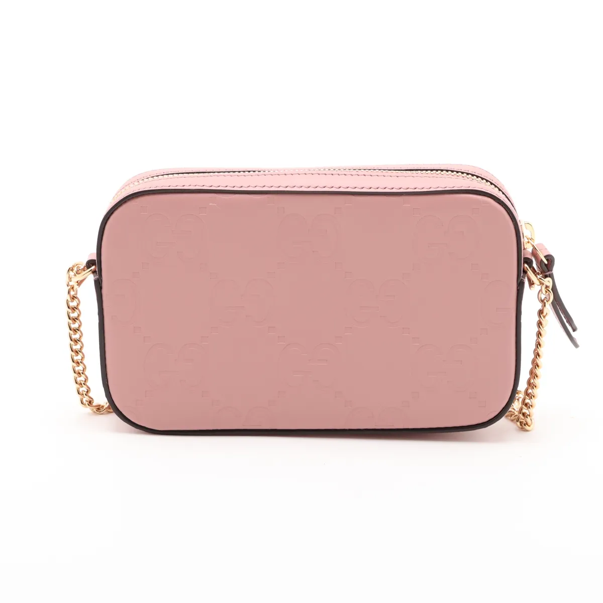 GG Supermini 781554 Leather Chain Shoulder Bag, Pink — view 2
