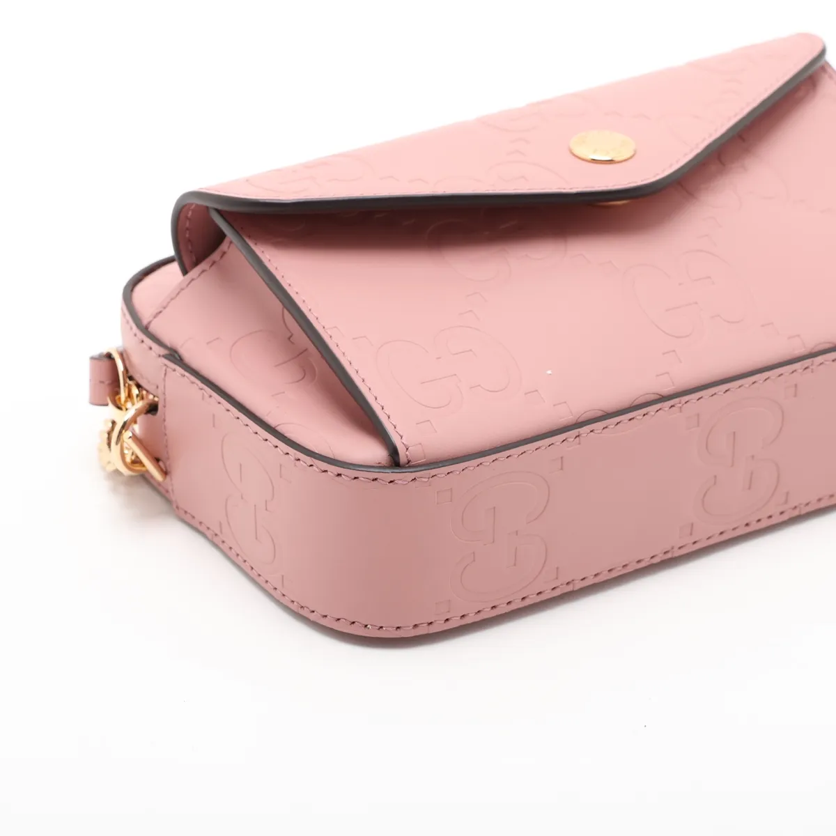 GG Supermini 781554 Leather Chain Shoulder Bag, Pink — view 4