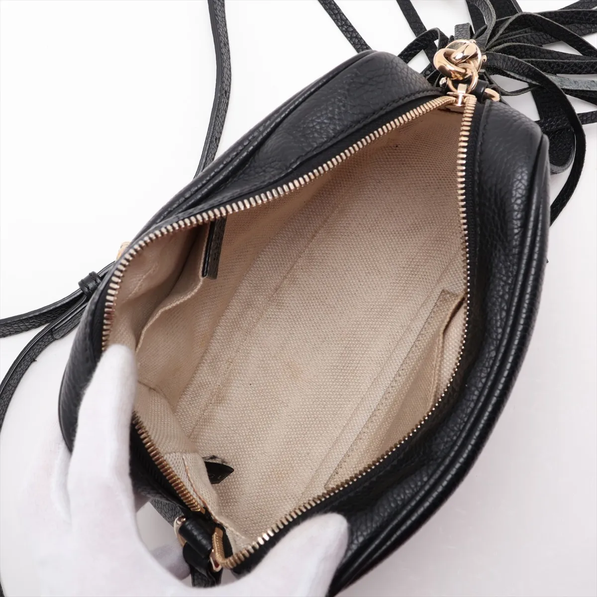 Soho Leather Shoulder Bag, Black, 308364 — view 6