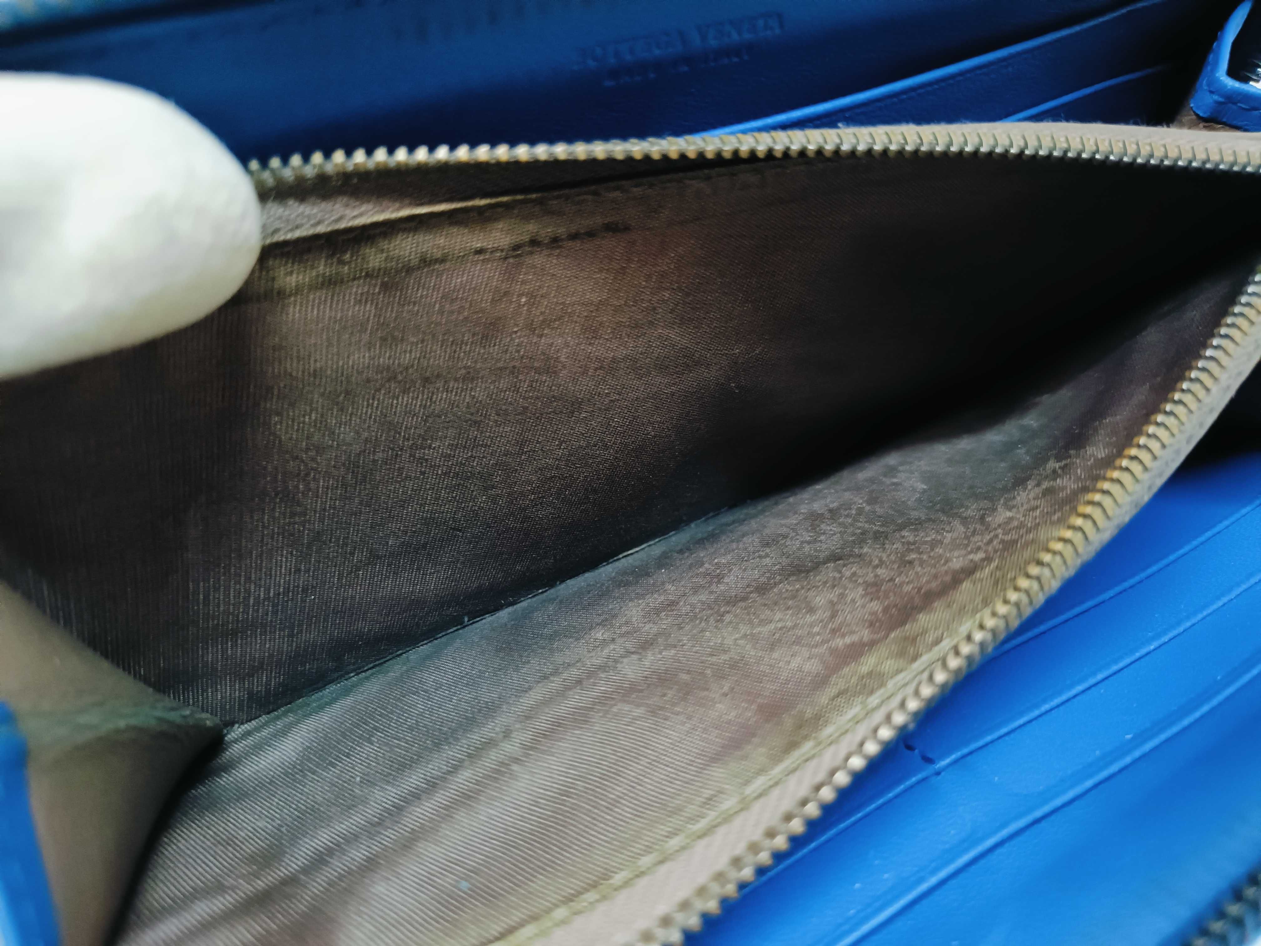 Intrecciato Long Wallet, Blue — view 11