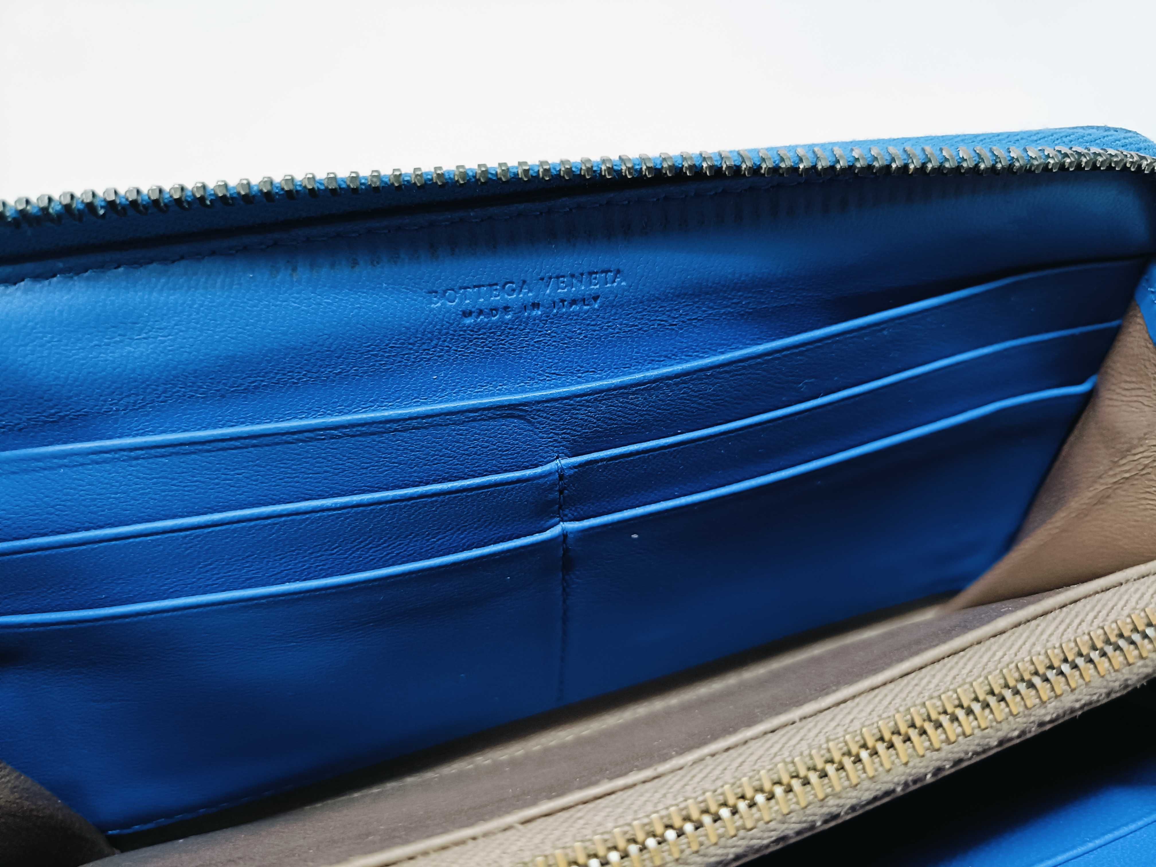 Intrecciato Long Wallet, Blue — view 13