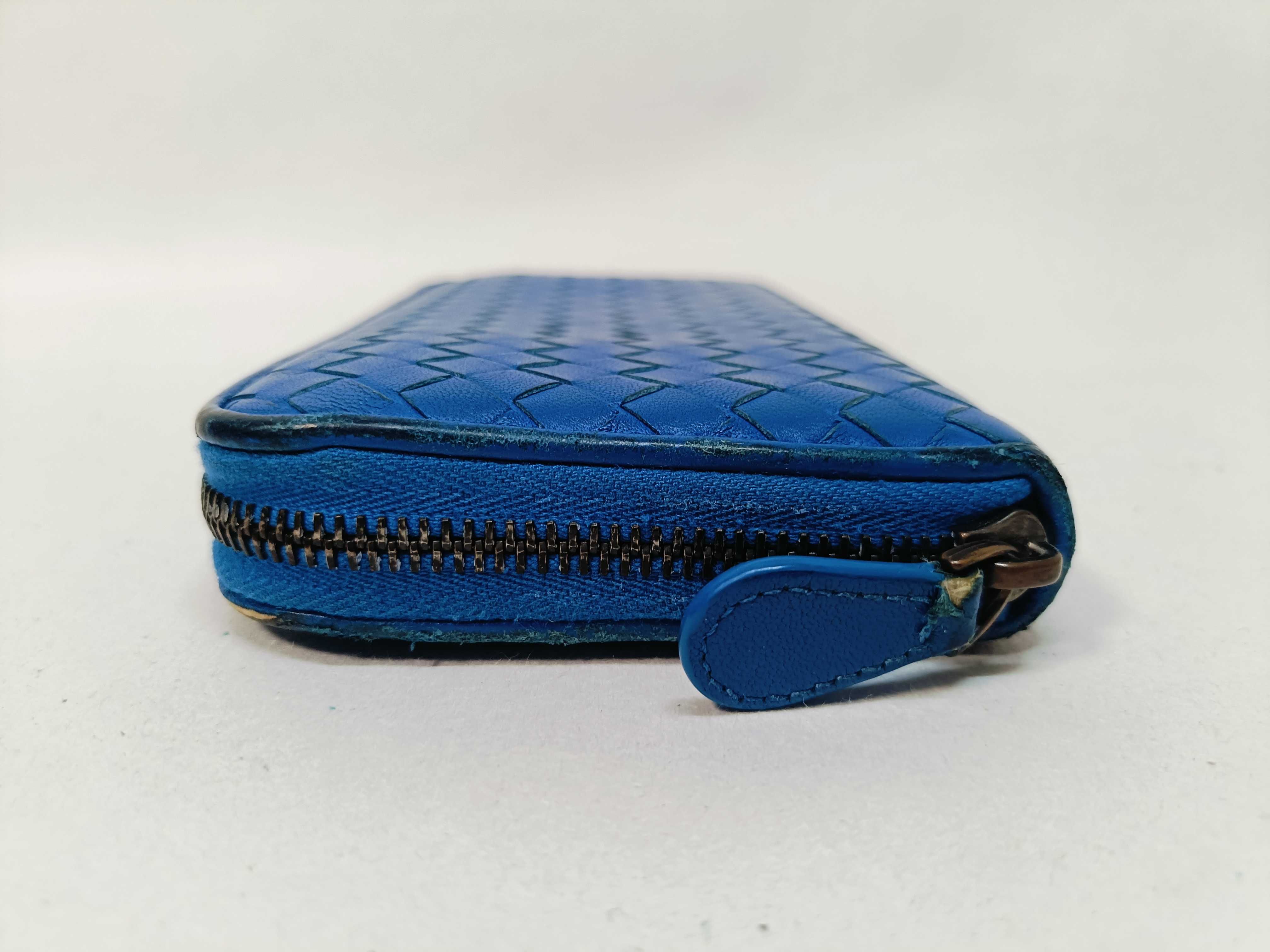 Intrecciato Long Wallet, Blue — view 3