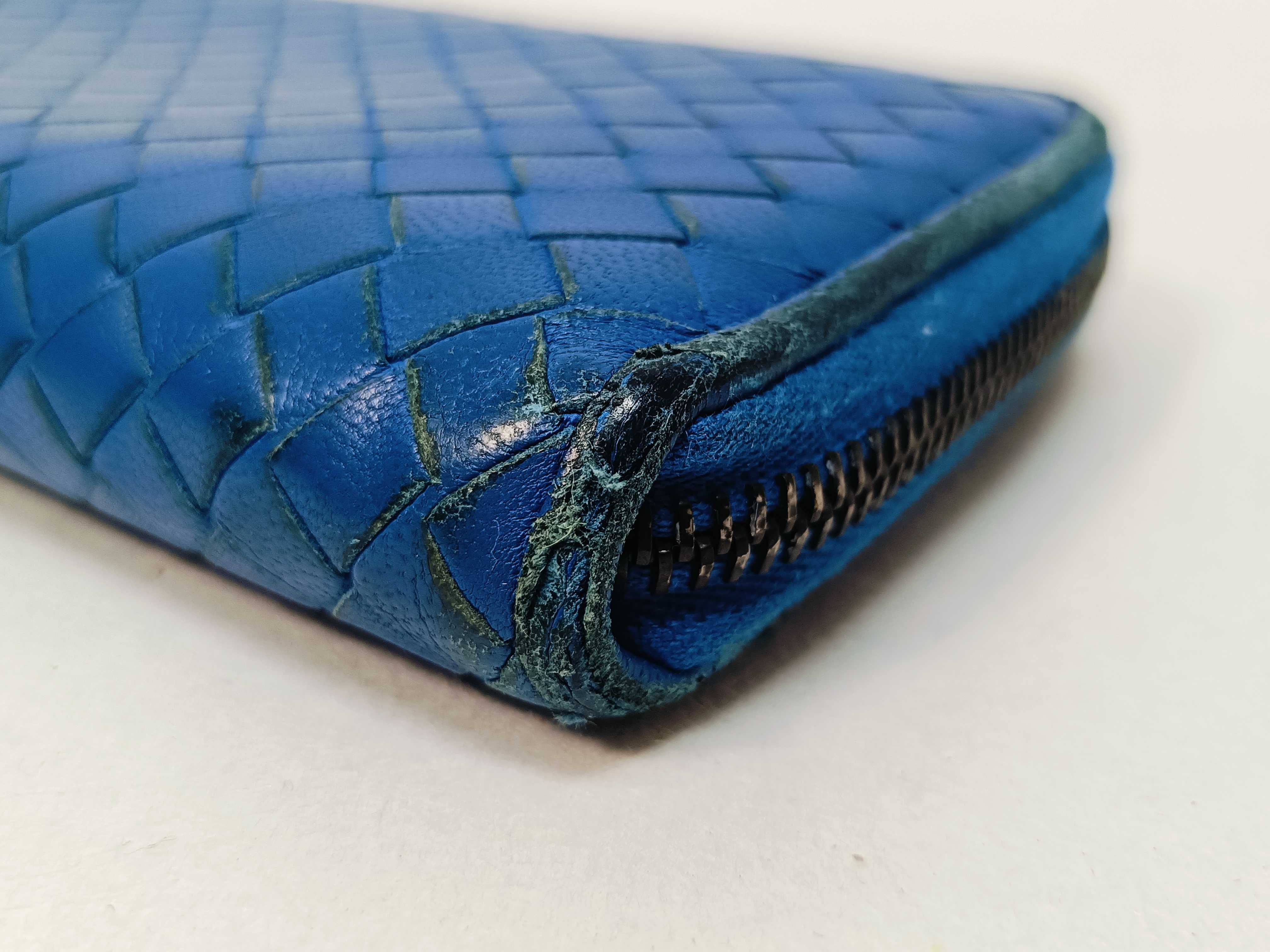 Intrecciato Long Wallet, Blue — view 4