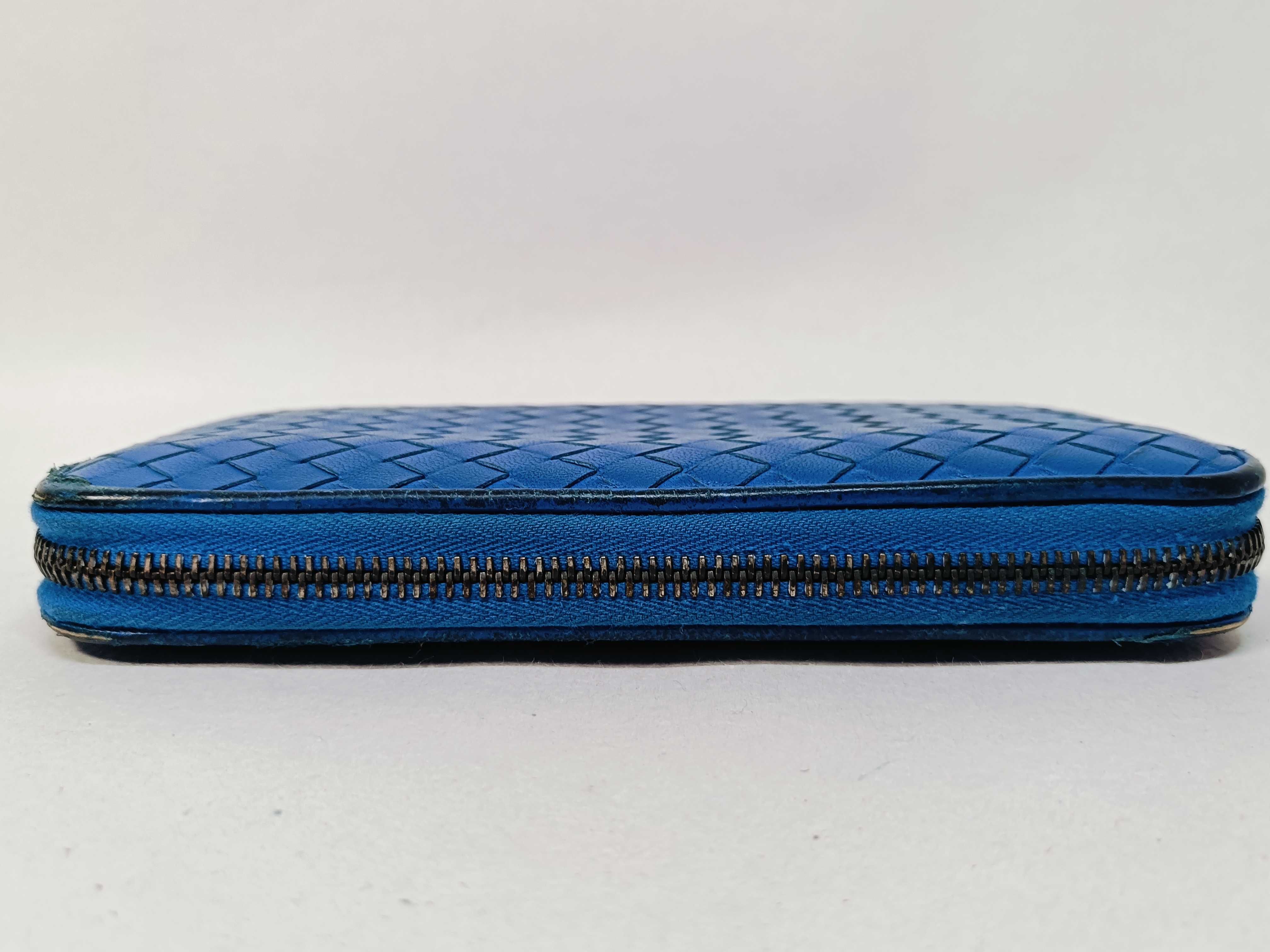 Intrecciato Long Wallet, Blue — view 6