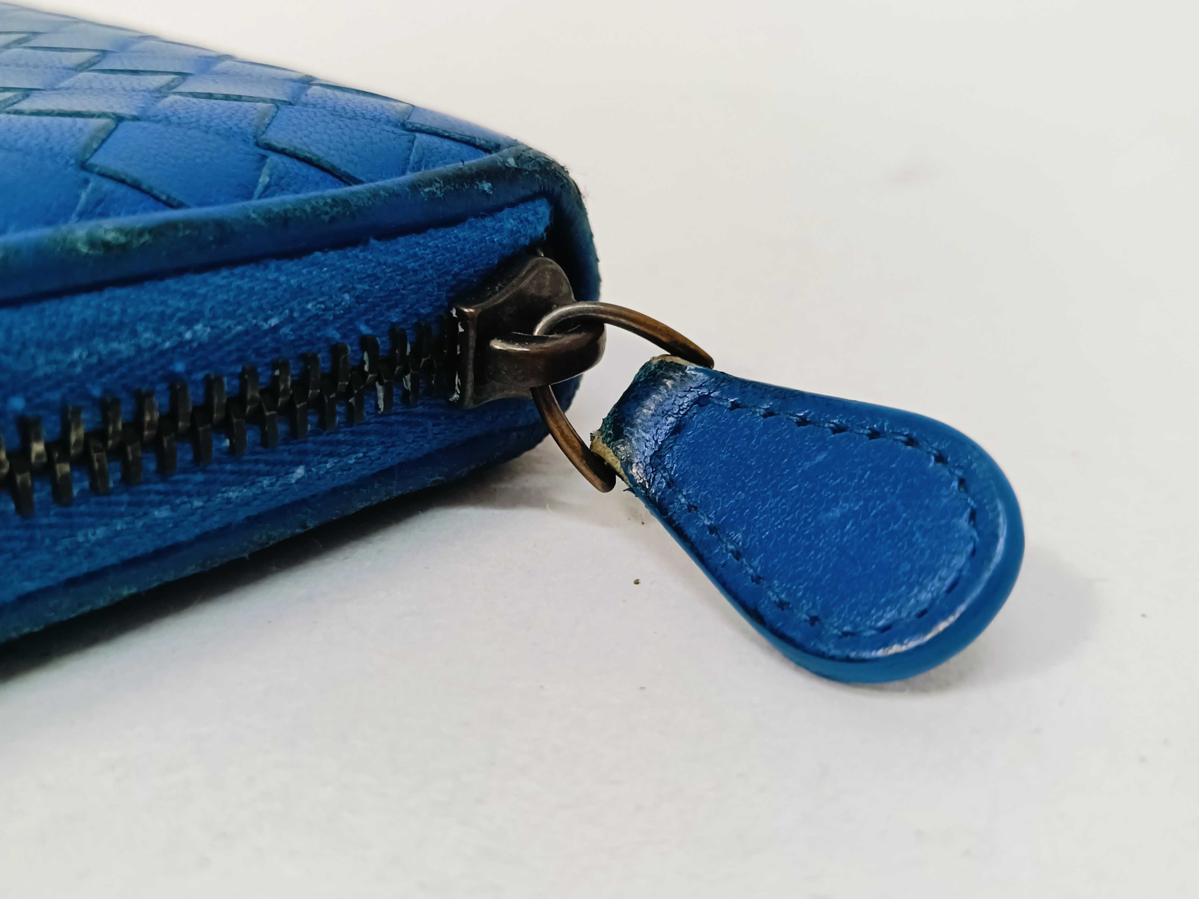 Intrecciato Long Wallet, Blue — view 7