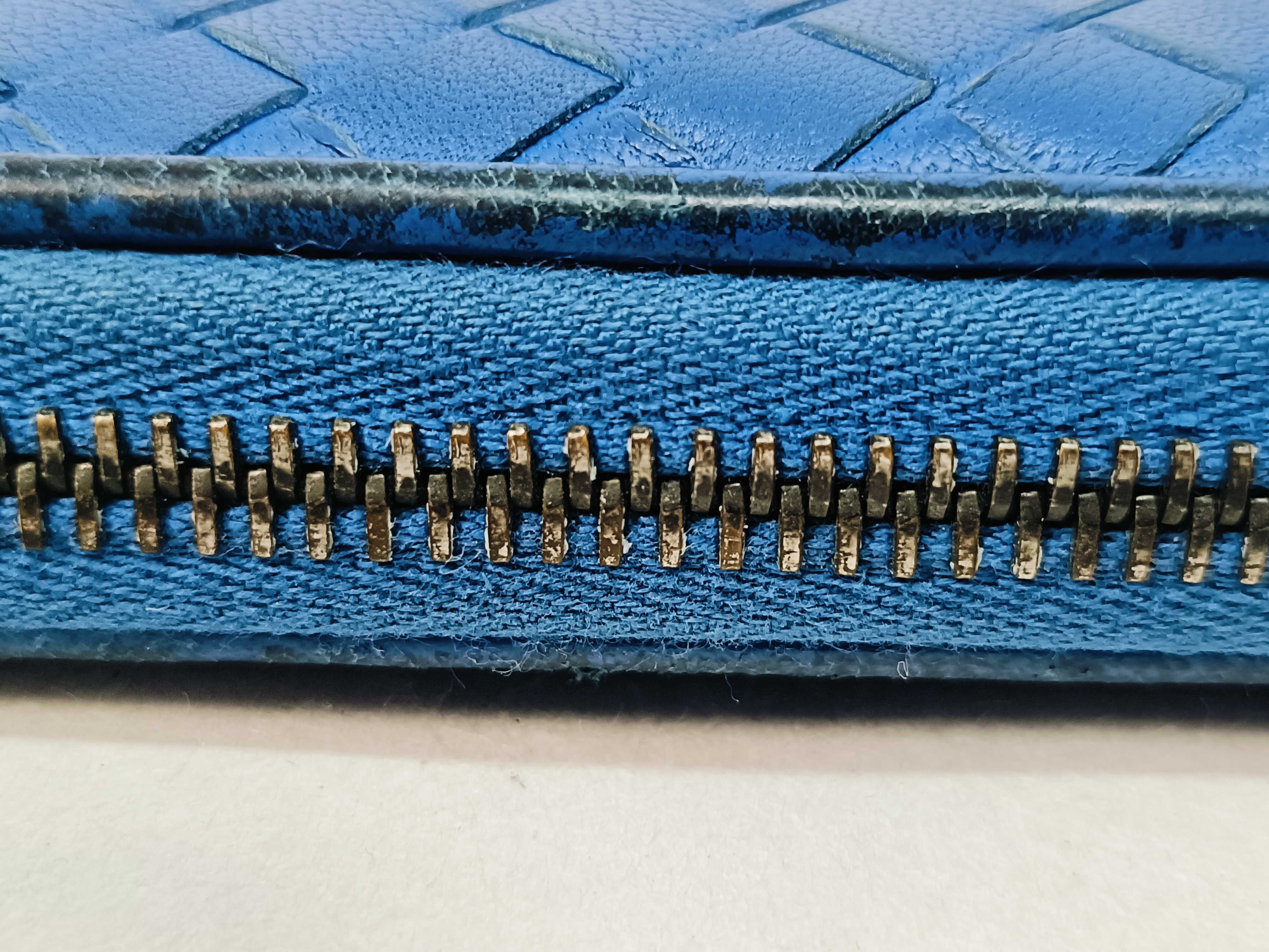Intrecciato Long Wallet, Blue — view 8