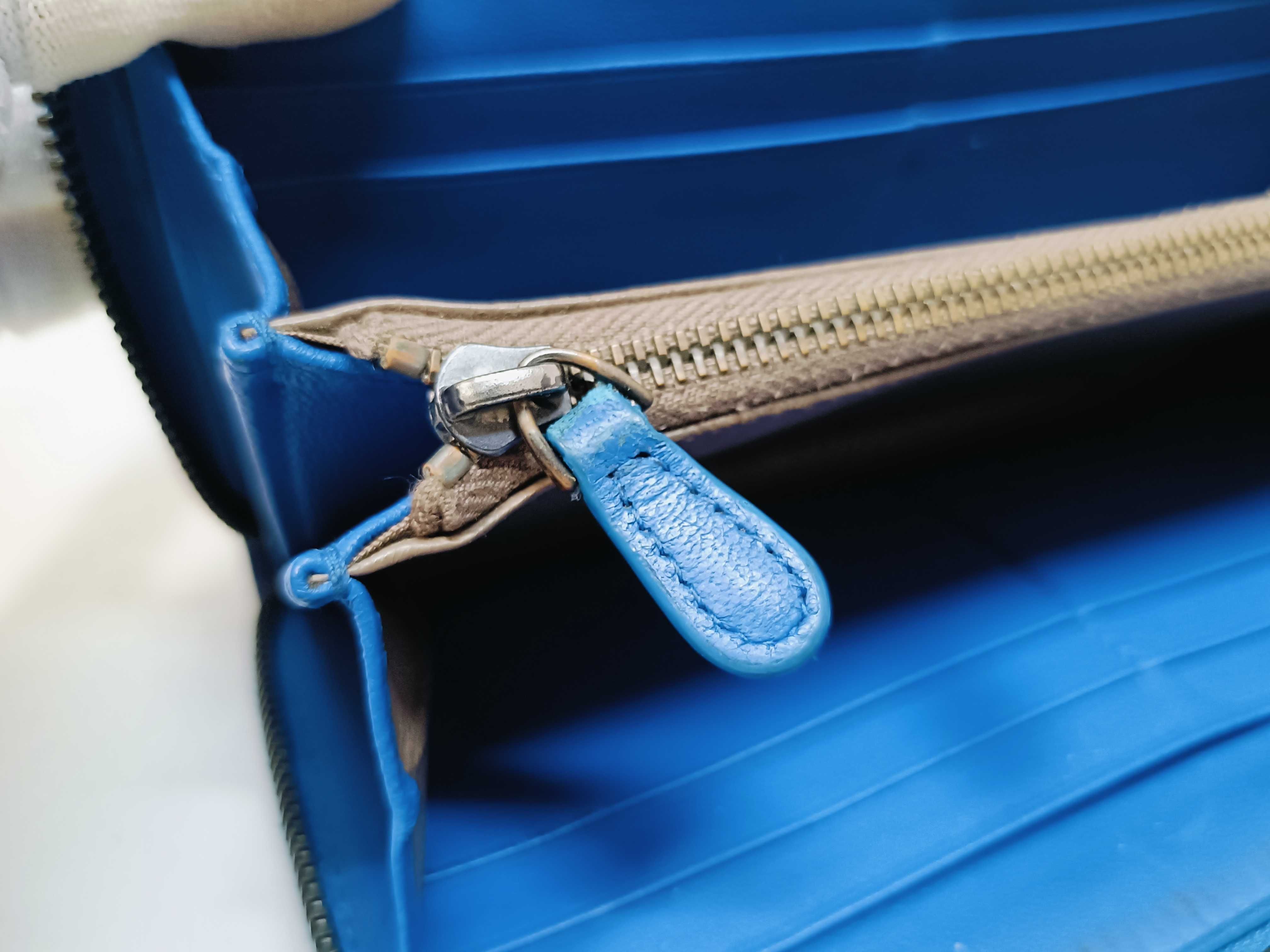 Intrecciato Long Wallet, Blue — view 10
