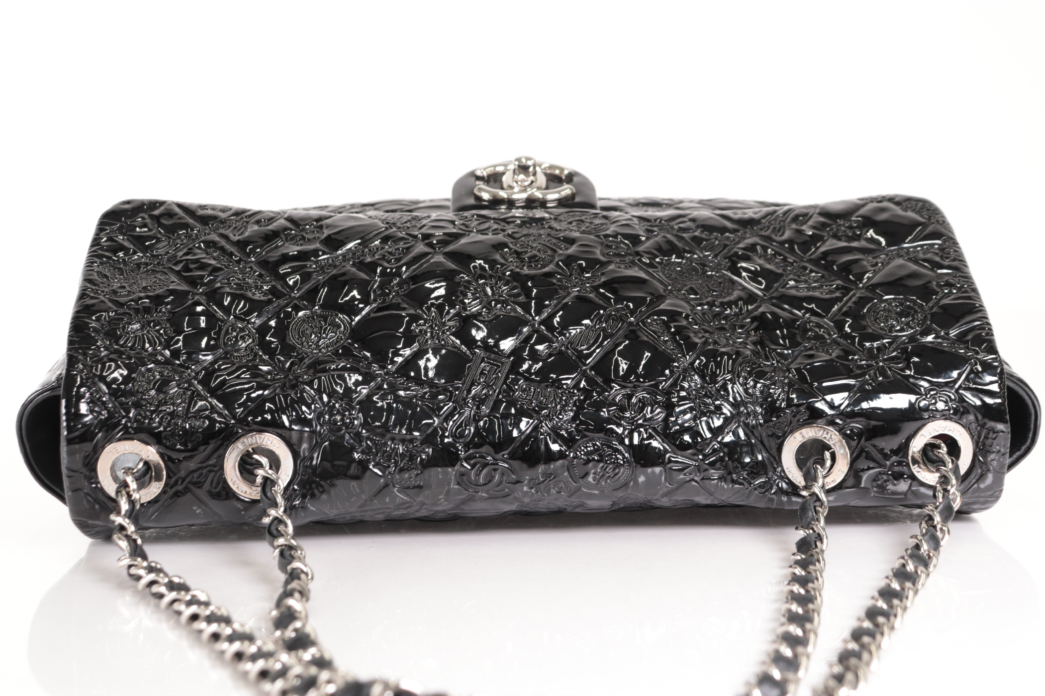 Icon Patent Leather Chain Shoulder Bag with Silver Hardware (Serial Number 14) — view 6