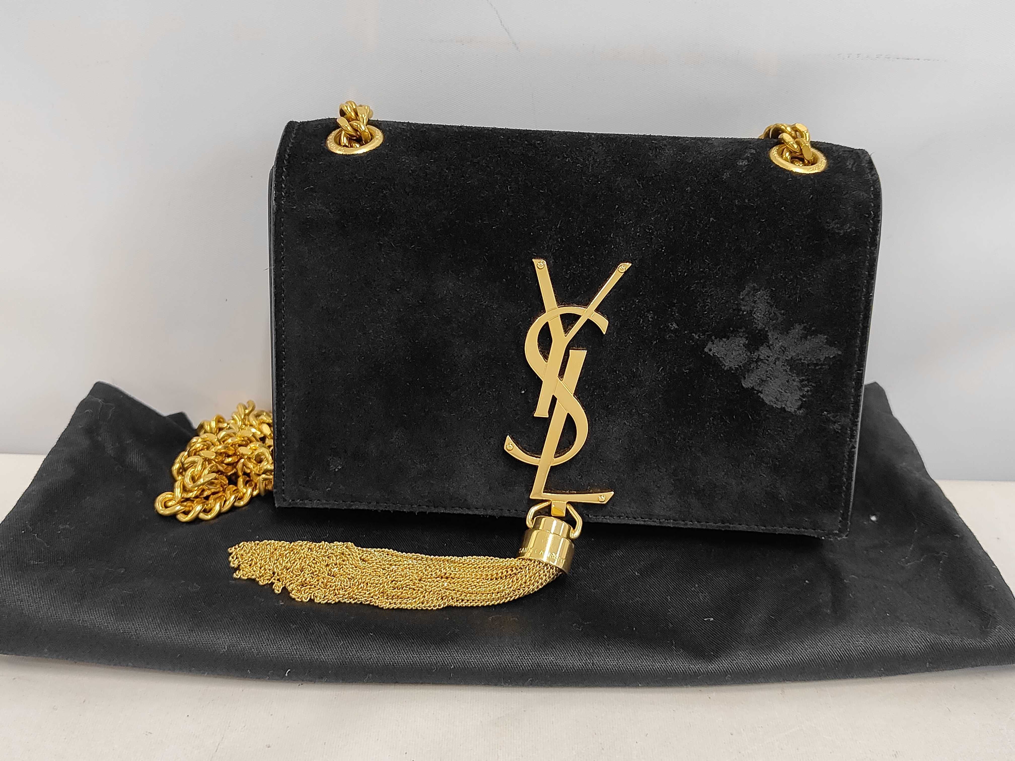 KR-Saint Laurent Logo Tassel Chain Shoulder Bag Black Suede 326076 Shoulder Bag