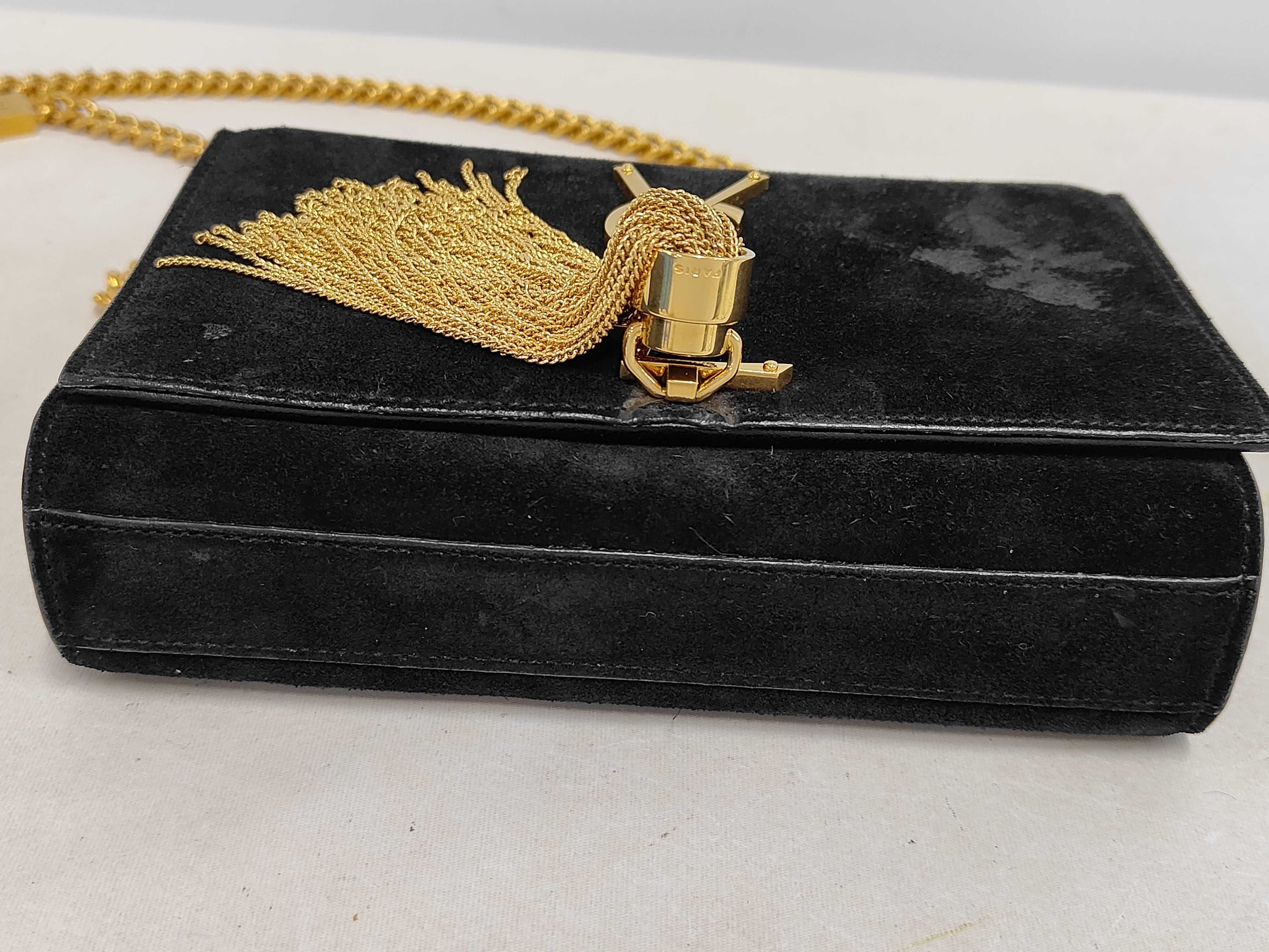 KR-Saint Laurent Logo Tassel Chain Shoulder Bag Black Suede 326076 Shoulder Bag — view 4