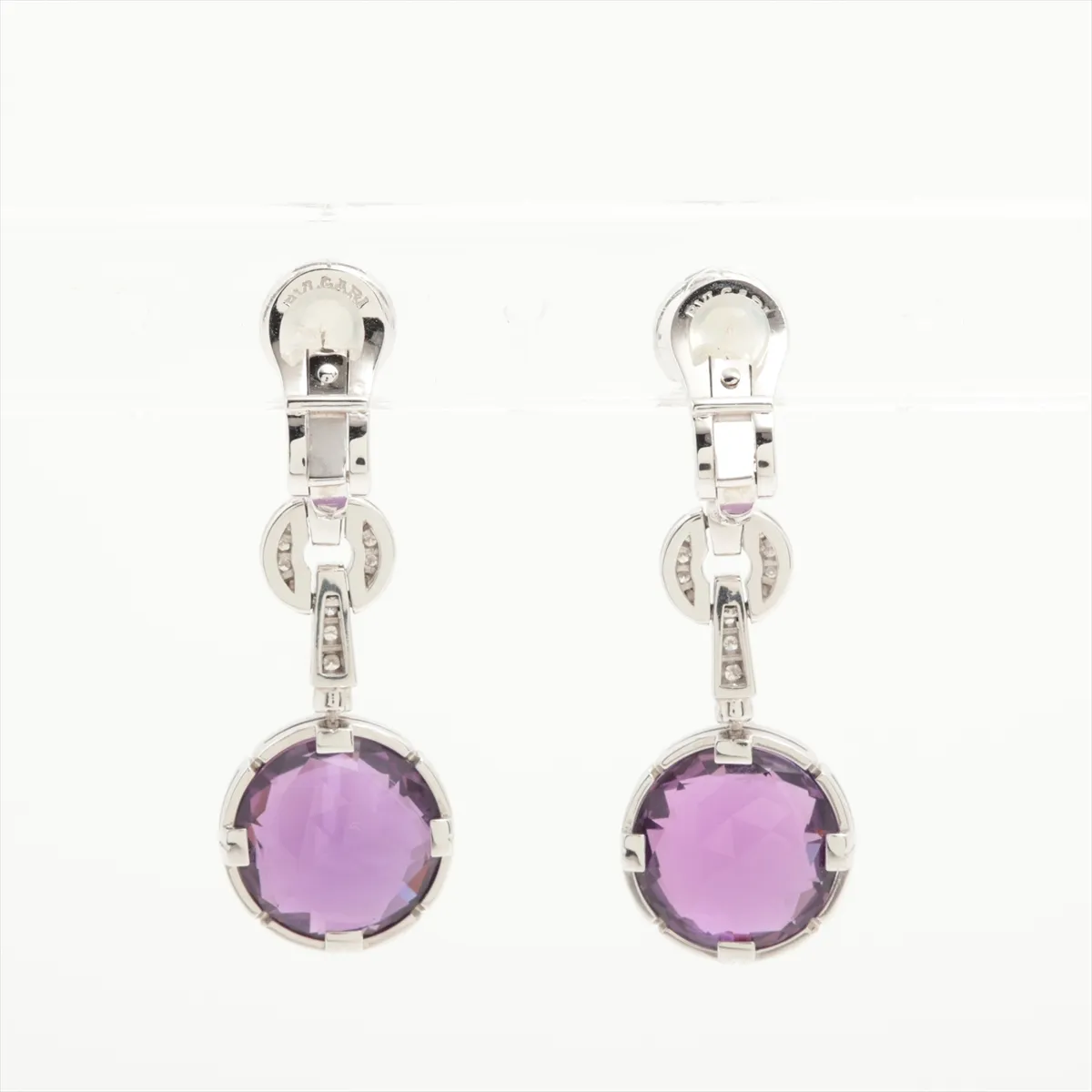 Parentesi Cocktail Amethyst Blue Topaz Earrings, 750 (WG), Total Weight 20.2g, Stone — view 2