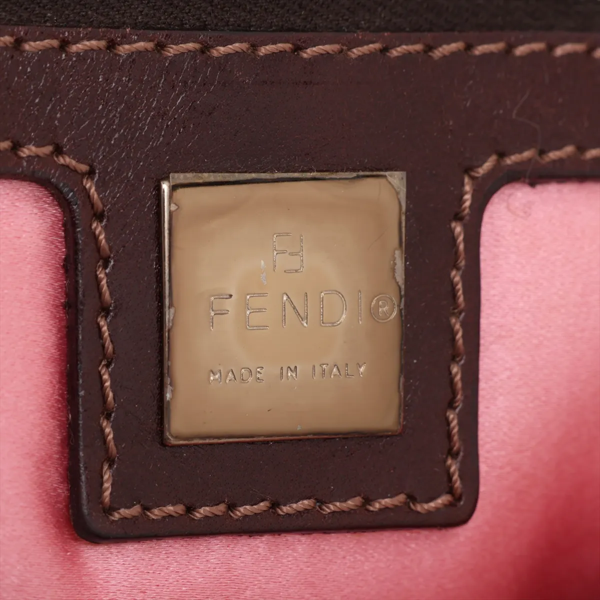 [Individually packaged] Fendi Mamma Bucket Satin x Leather x Shell Shoulder Bag Pink — view 8