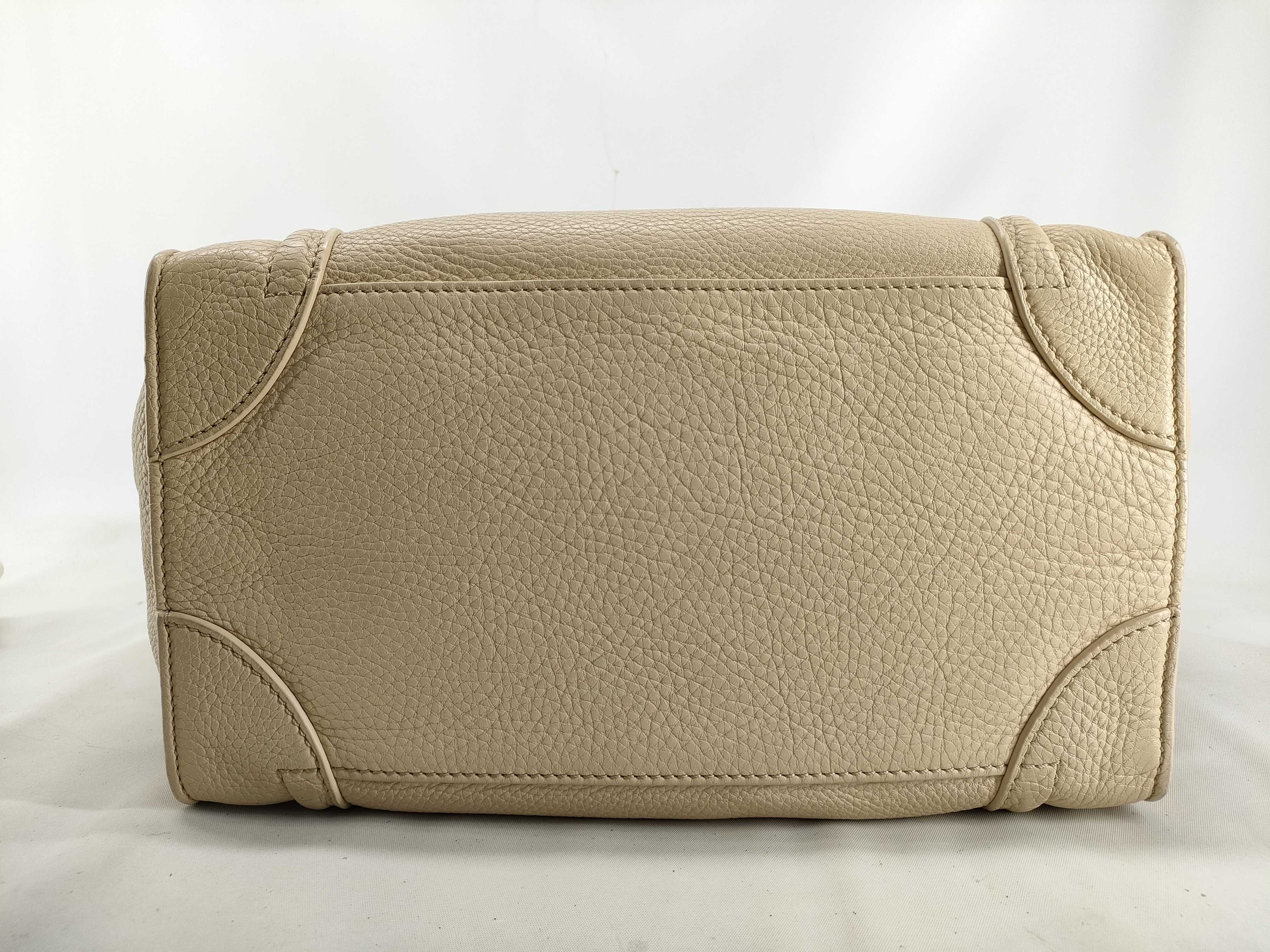 Luggage Micro Shopper Leather Handbag, Beige — view 3