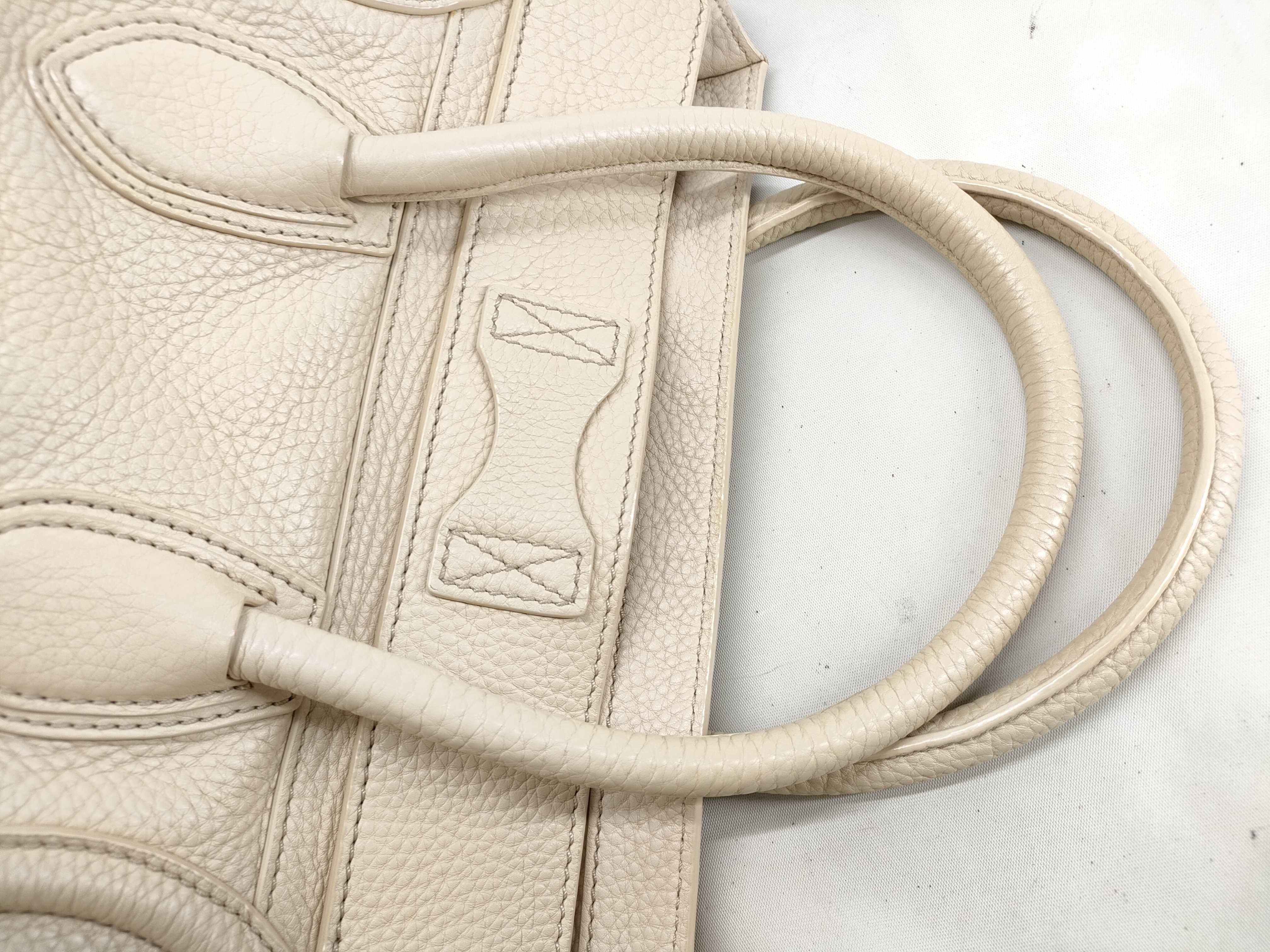 Luggage Micro Shopper Leather Handbag, Beige — view 5