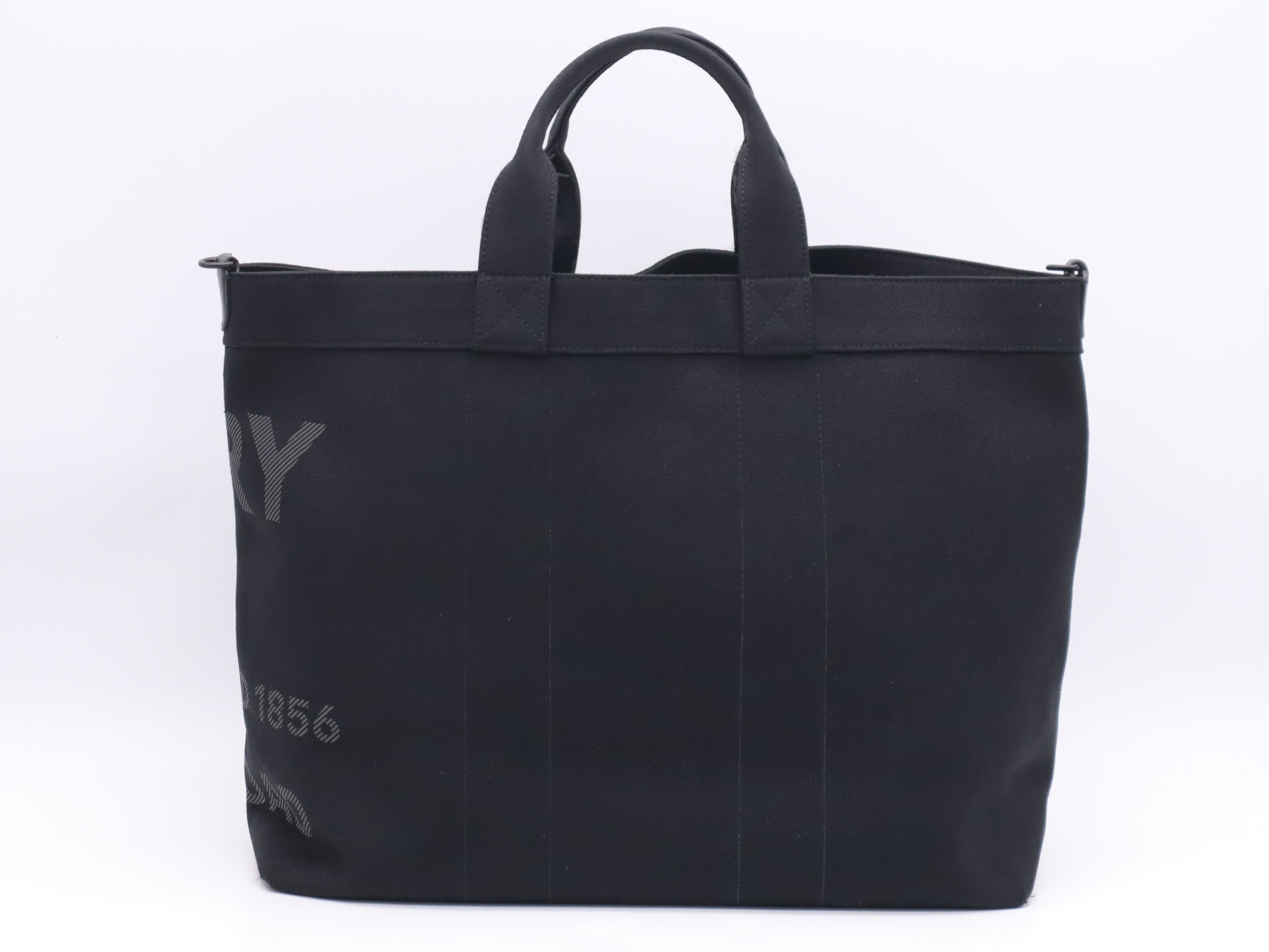 Canvas Horseferry 2-Way Tote Bag with Shoulder Strap, Black — view 2