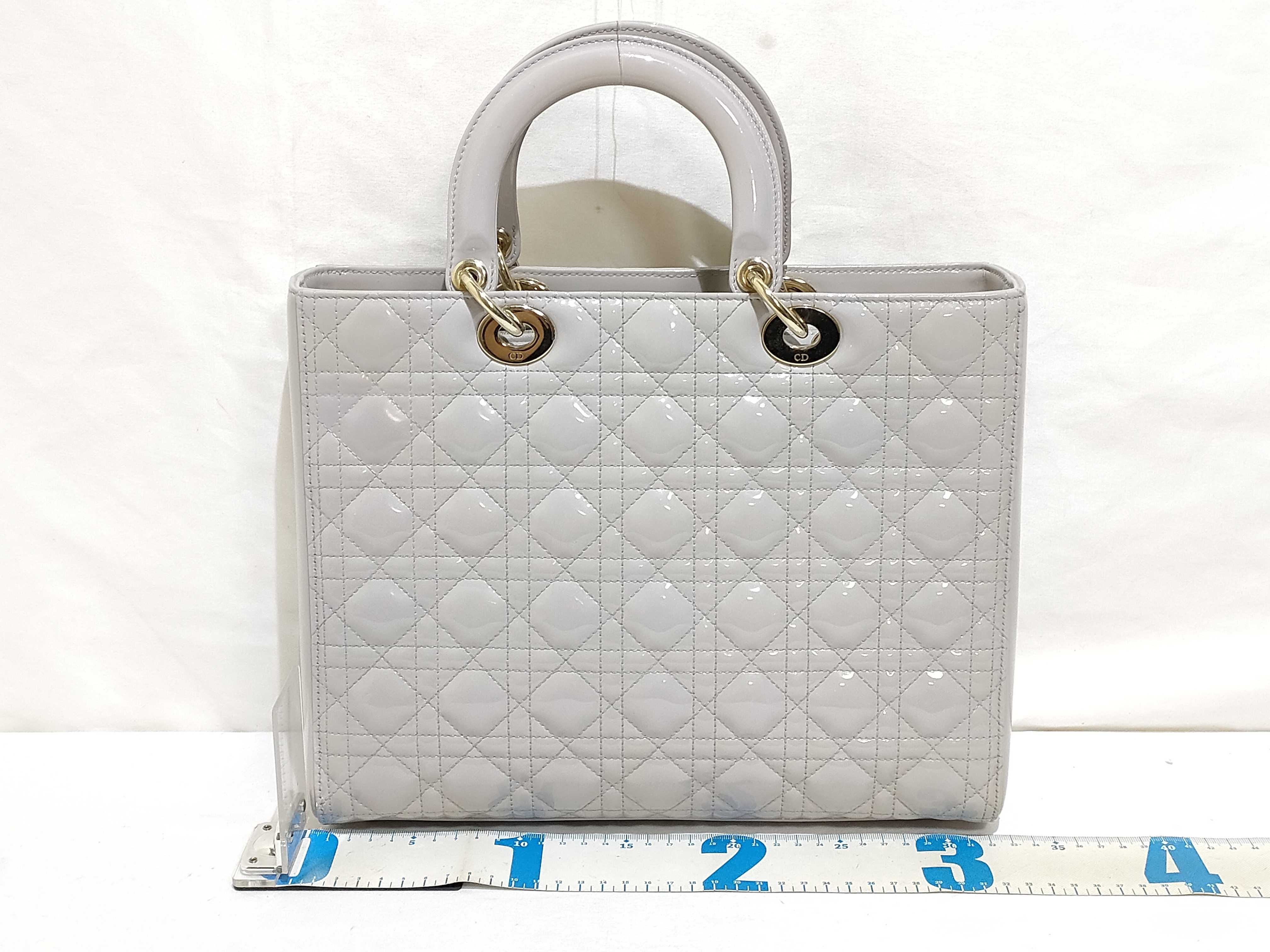 patent gray Lady Dior handbag — view 2