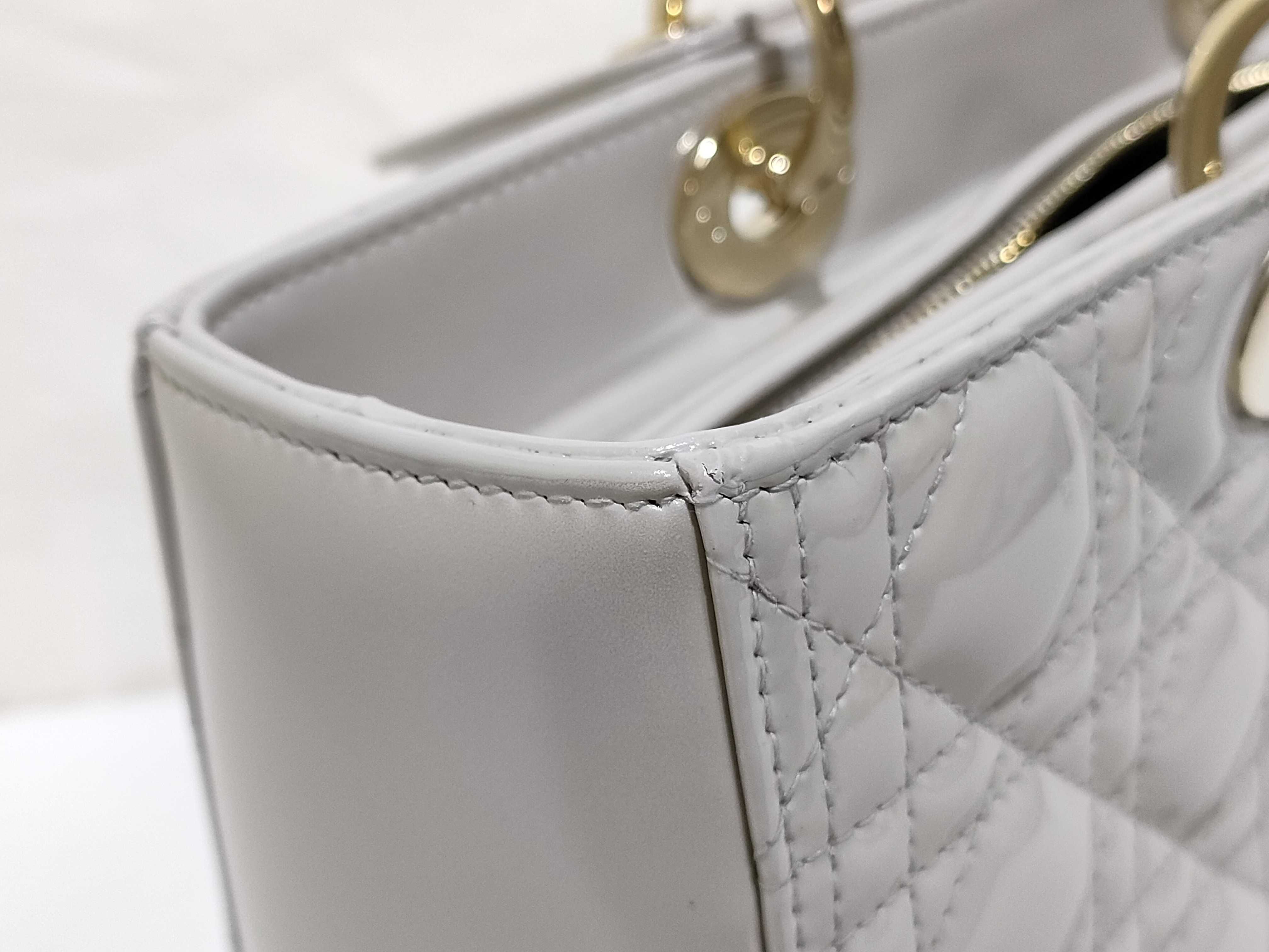 patent gray Lady Dior handbag — view 14