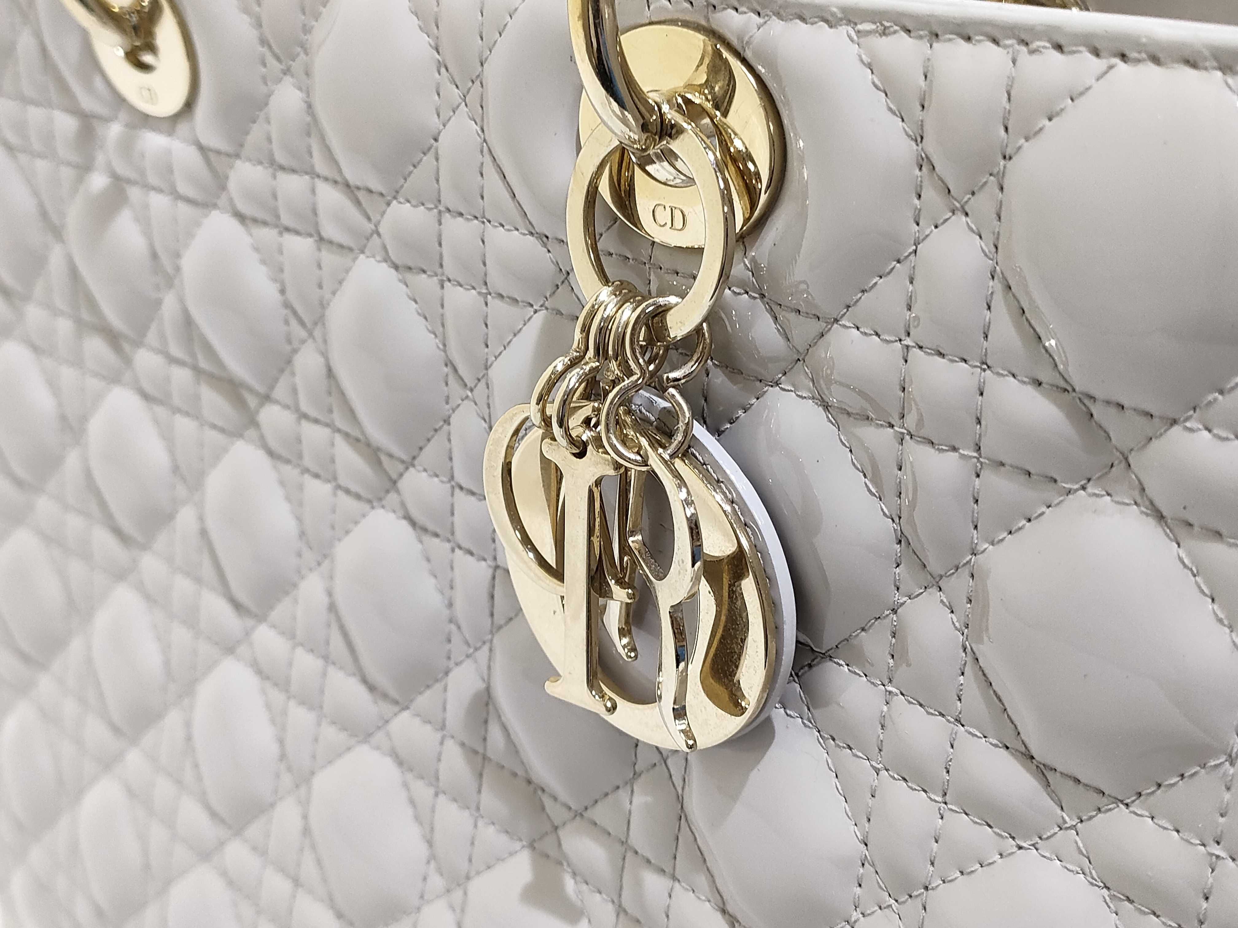 patent gray Lady Dior handbag — view 15
