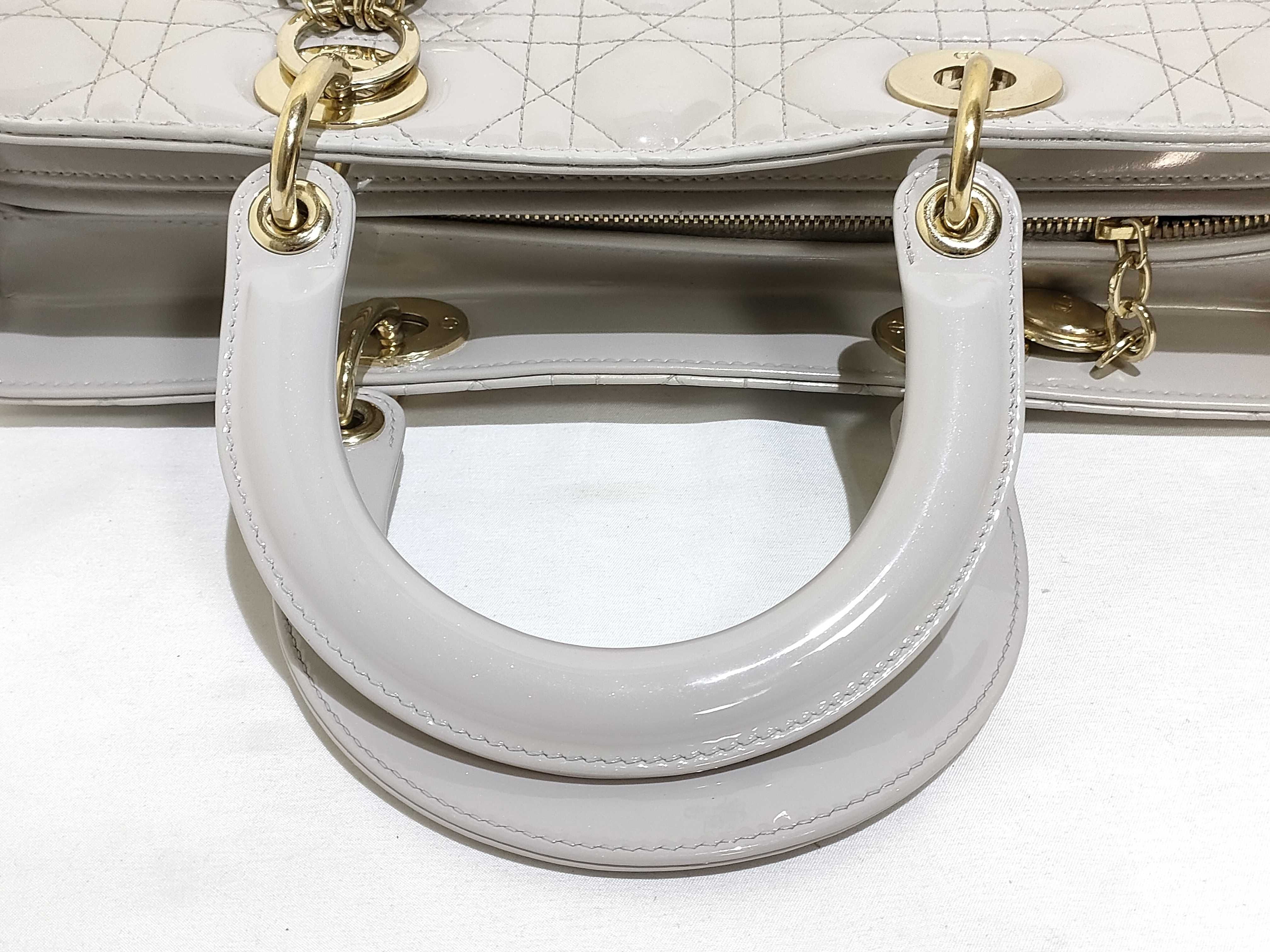 patent gray Lady Dior handbag — view 3