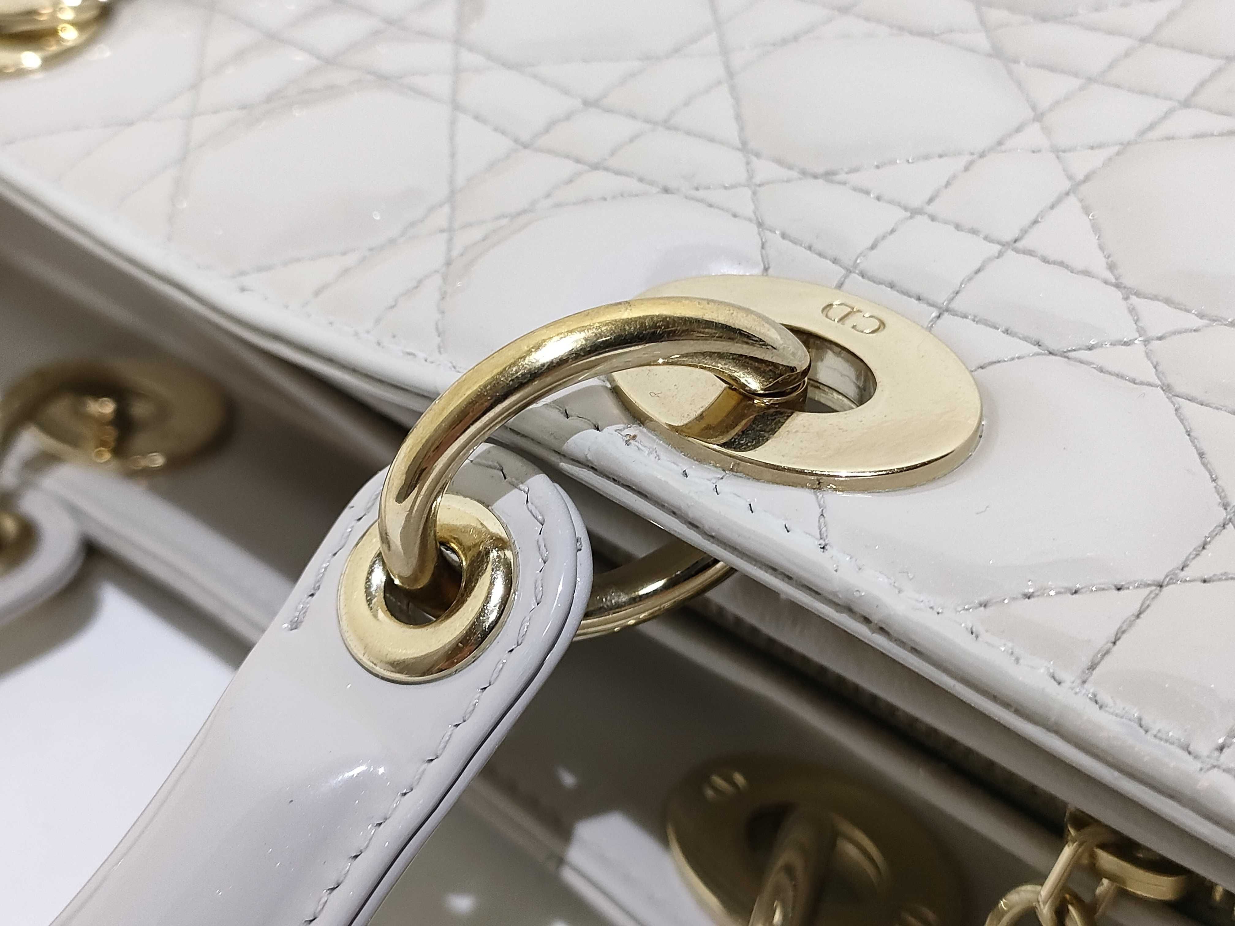 patent gray Lady Dior handbag — view 5