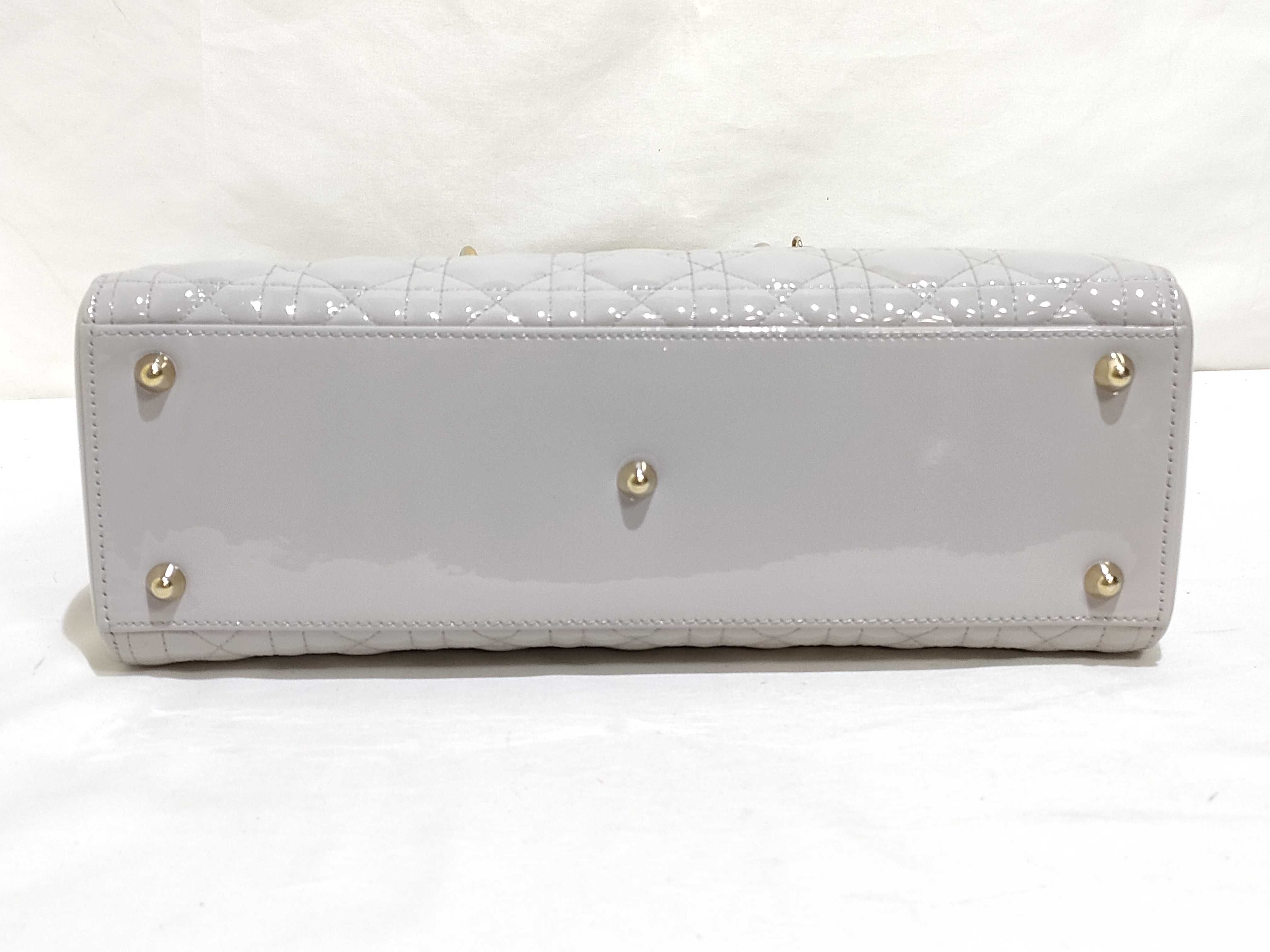 patent gray Lady Dior handbag — view 7