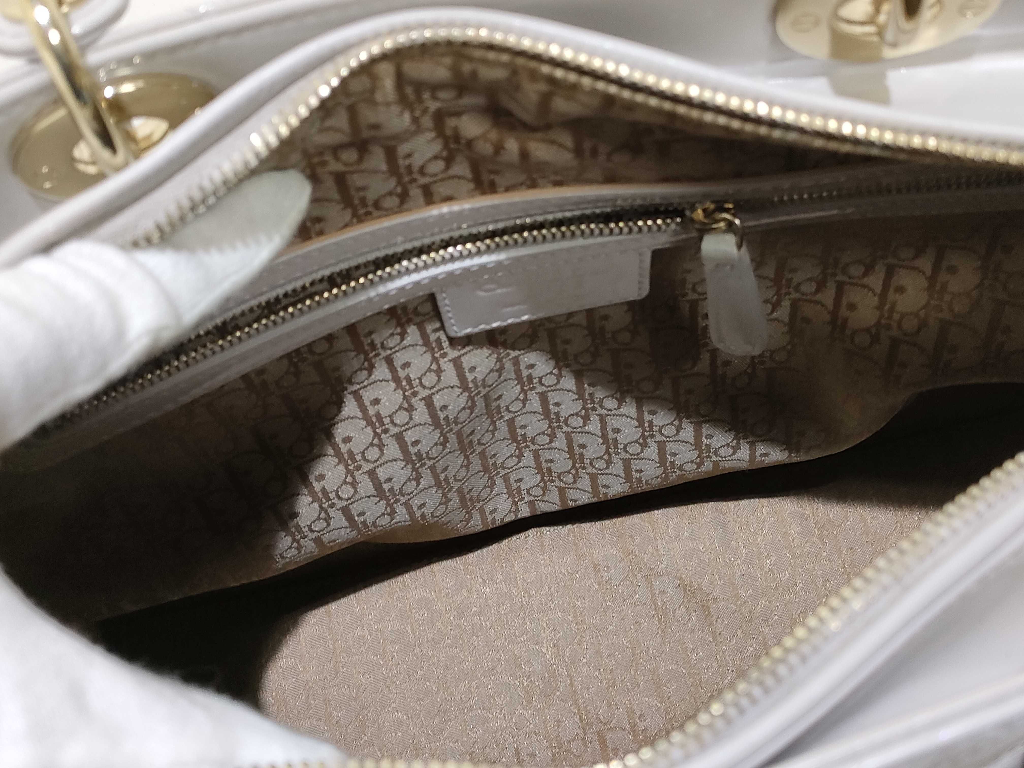 patent gray Lady Dior handbag — view 9