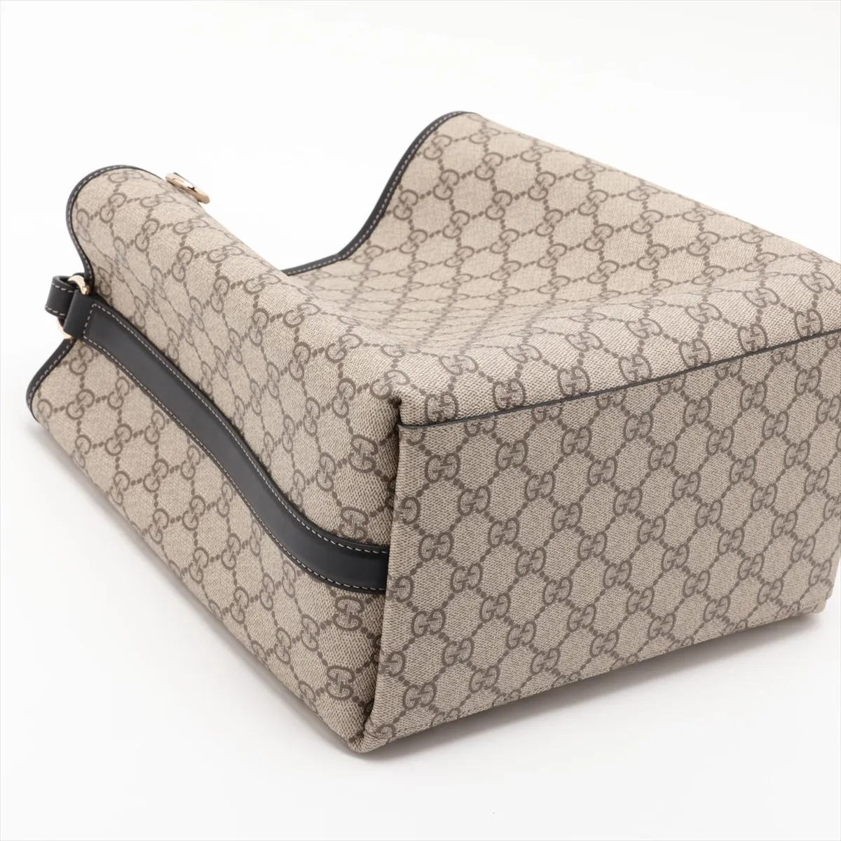 GG Emblem Bucket Bag Medium PVC x Leather 2-Way Shoulder Bag Beige 815103 — view 4