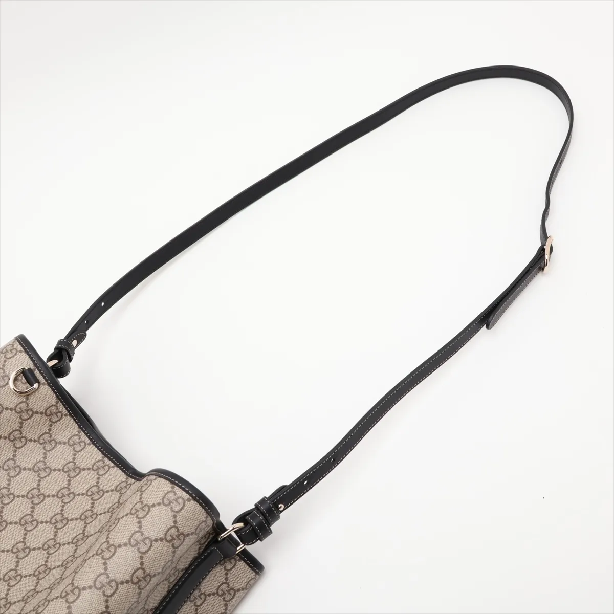 GG Emblem Bucket Bag Medium PVC x Leather 2-Way Shoulder Bag Beige 815103 — view 5
