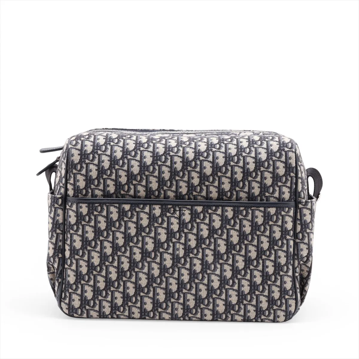 Oblique Mother's Bag, Canvas x Leather Shoulder Bag, Navy — view 2