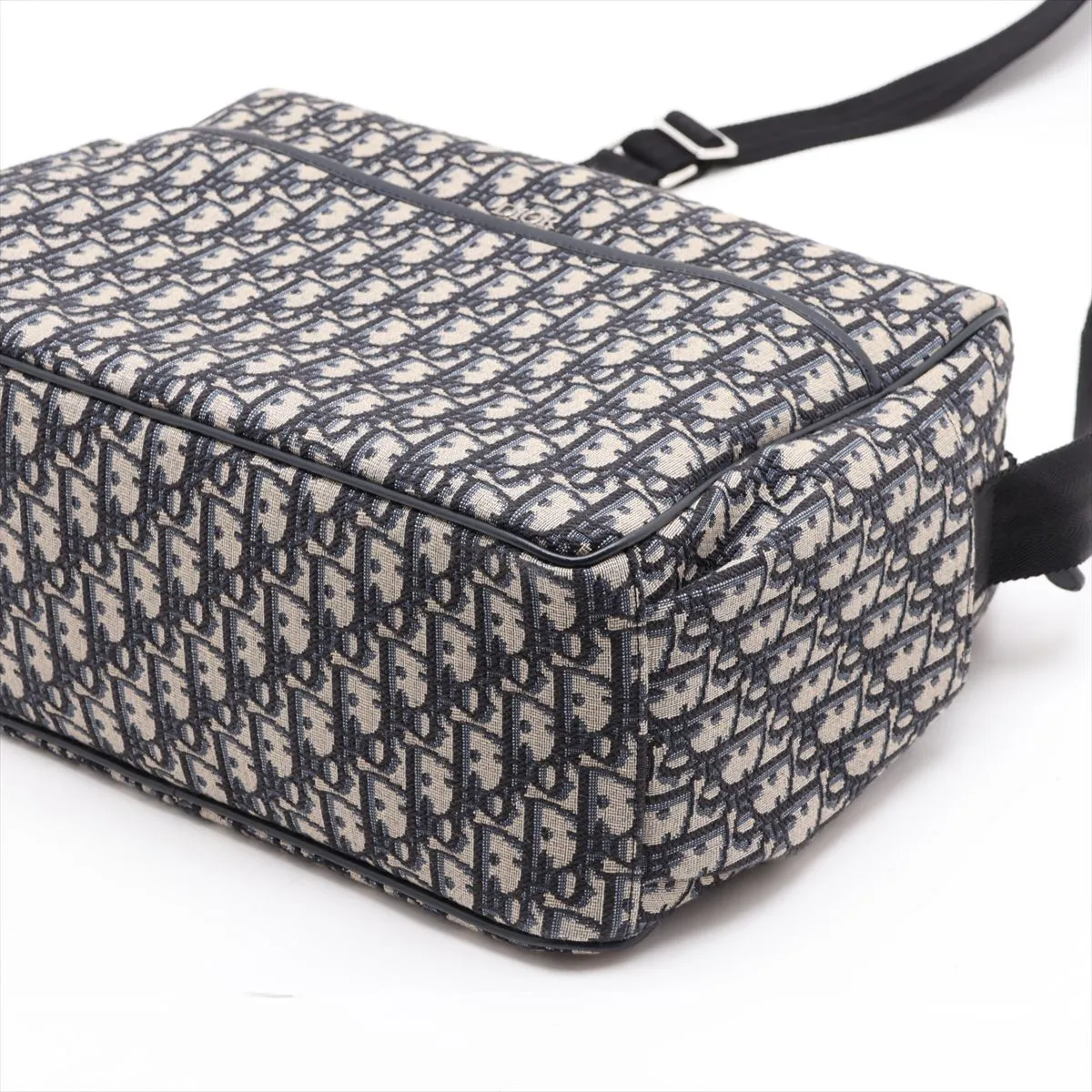 Oblique Mother's Bag, Canvas x Leather Shoulder Bag, Navy — view 3