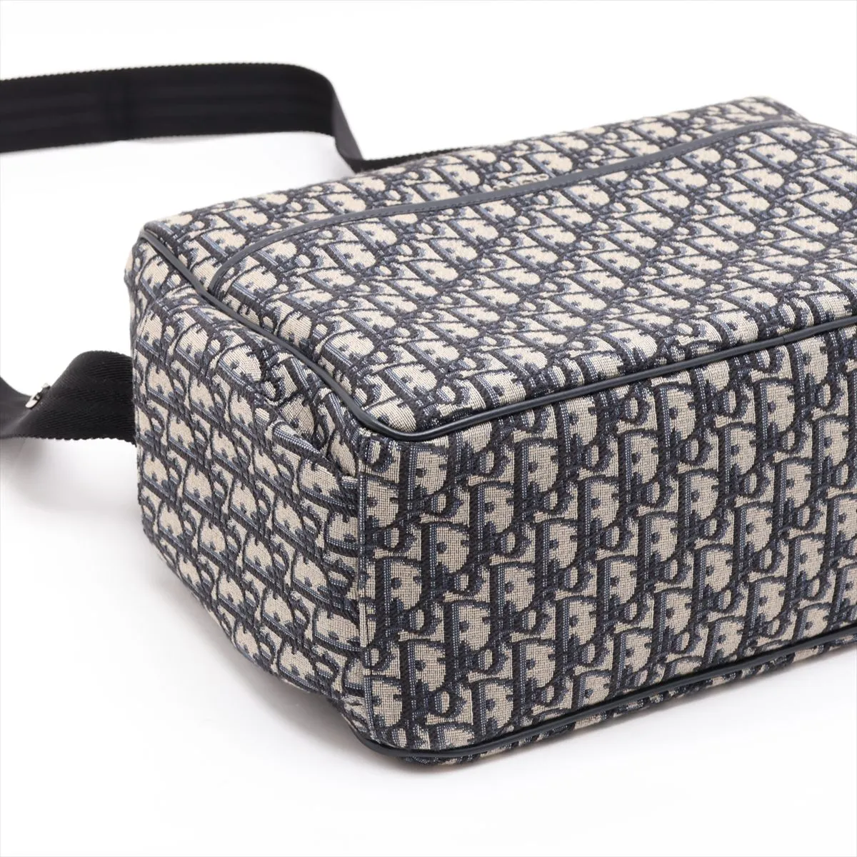 Oblique Mother's Bag, Canvas x Leather Shoulder Bag, Navy — view 4