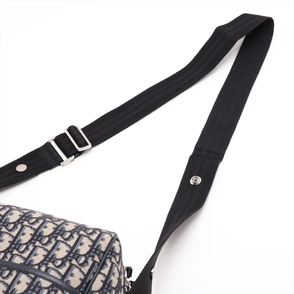 Oblique Mother's Bag, Canvas x Leather Shoulder Bag, Navy — view 5