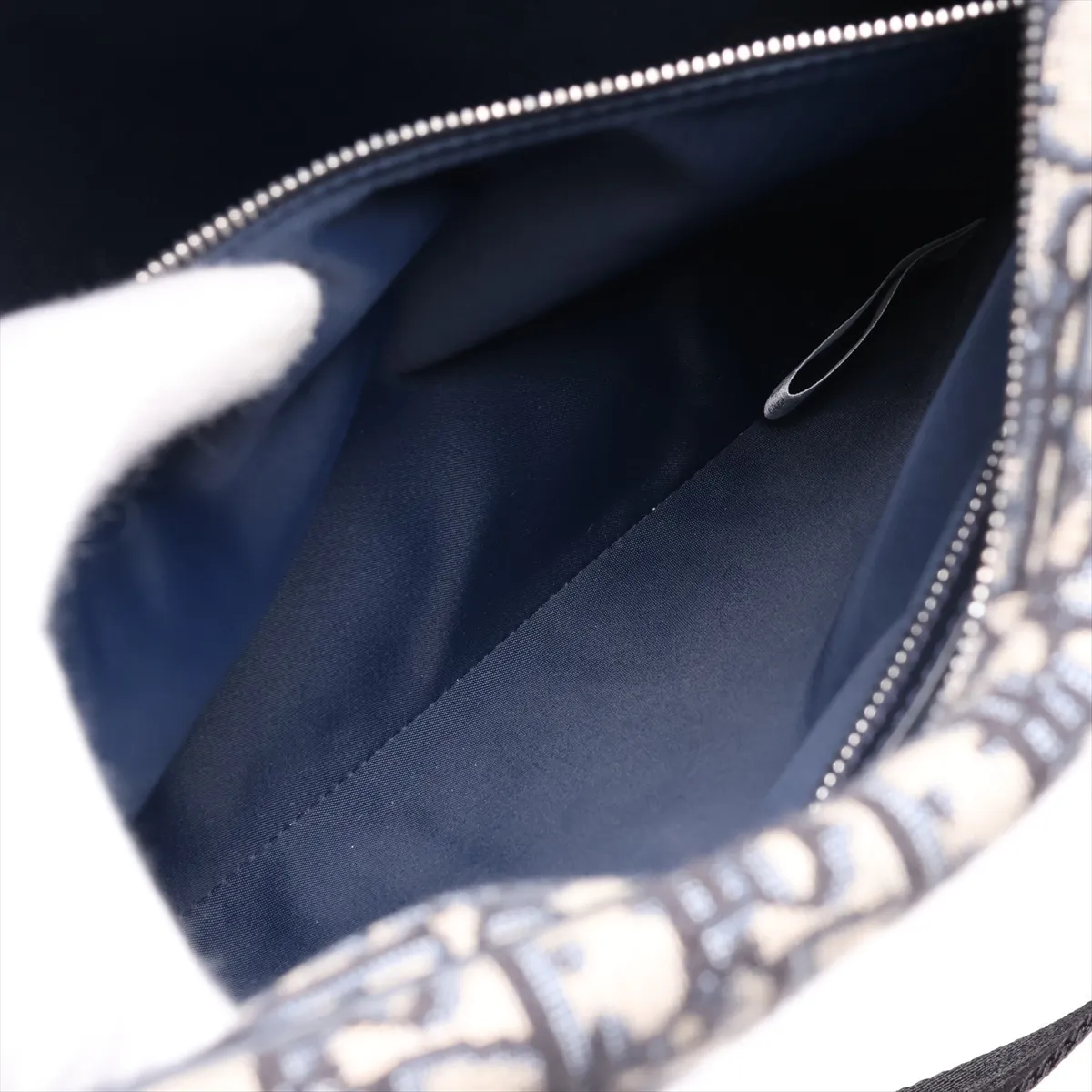 Oblique Mother's Bag, Canvas x Leather Shoulder Bag, Navy — view 7