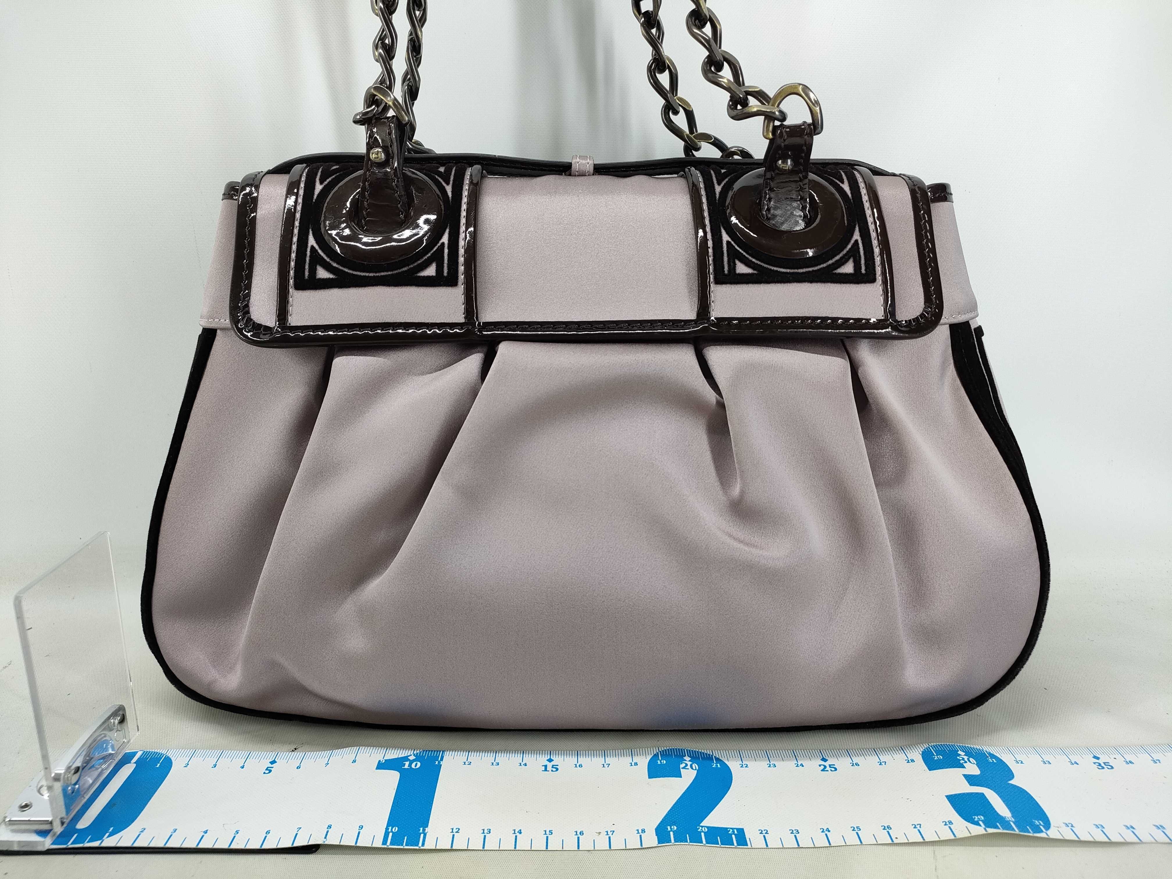 Leather x Patent Leather Chain Handbag Brown x Purple 8BN165 Handbag — view 2