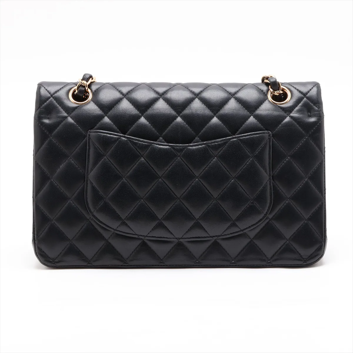 [Individually packaged] Chanel Matelassé 25 Lambskin Double Flap Double Chain Bag, Black with Gold Hardware, 29502603, Serial Number 29, A01112 — view 2